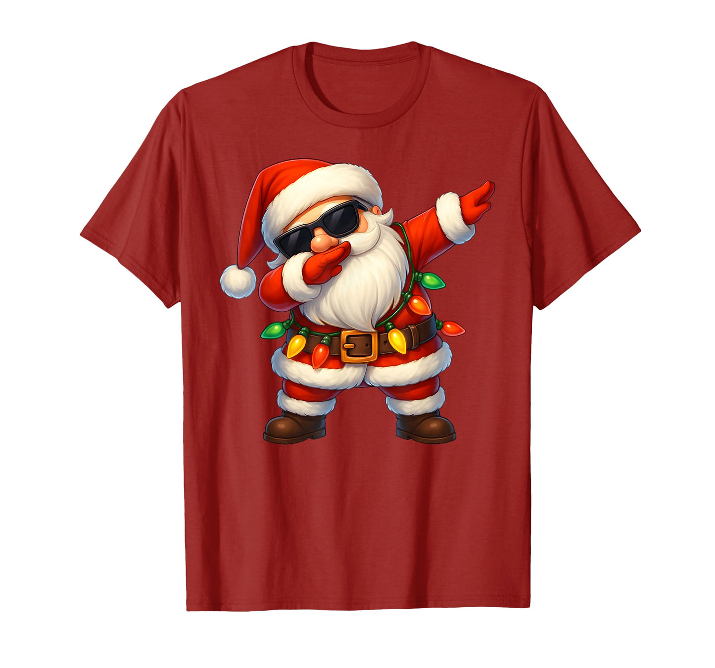 Dabbing Santa Christmas Lights Dab Xmas Girls Boys Kids T-Shirt