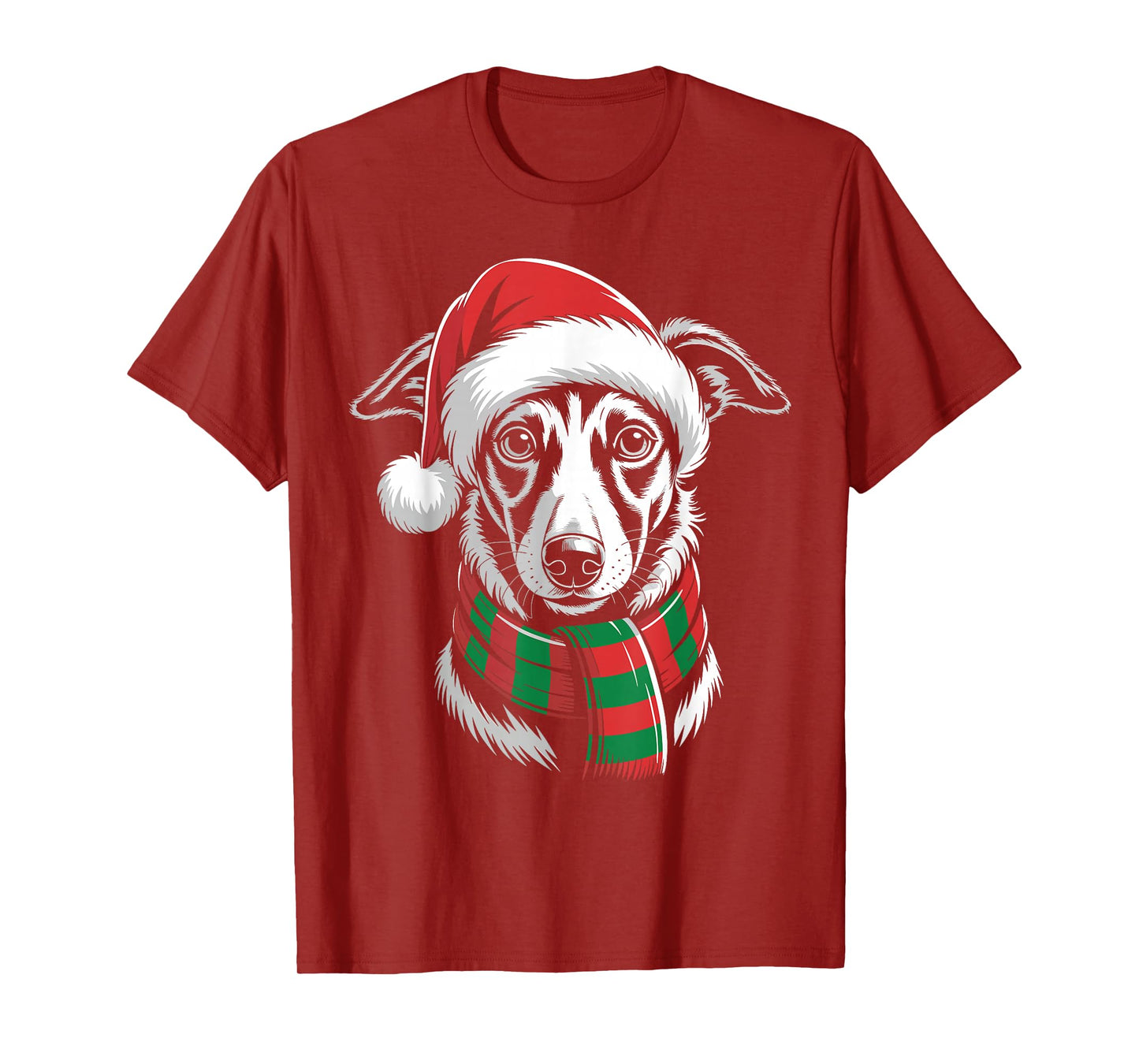 Whippet Dog Xmas Santa Hat Scarf Christmas Costume T-Shirt