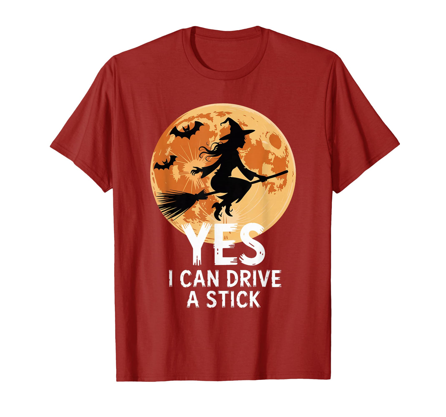 Yes I Can Drive A Stick Funny Halloween Spooky Witch T-Shirt