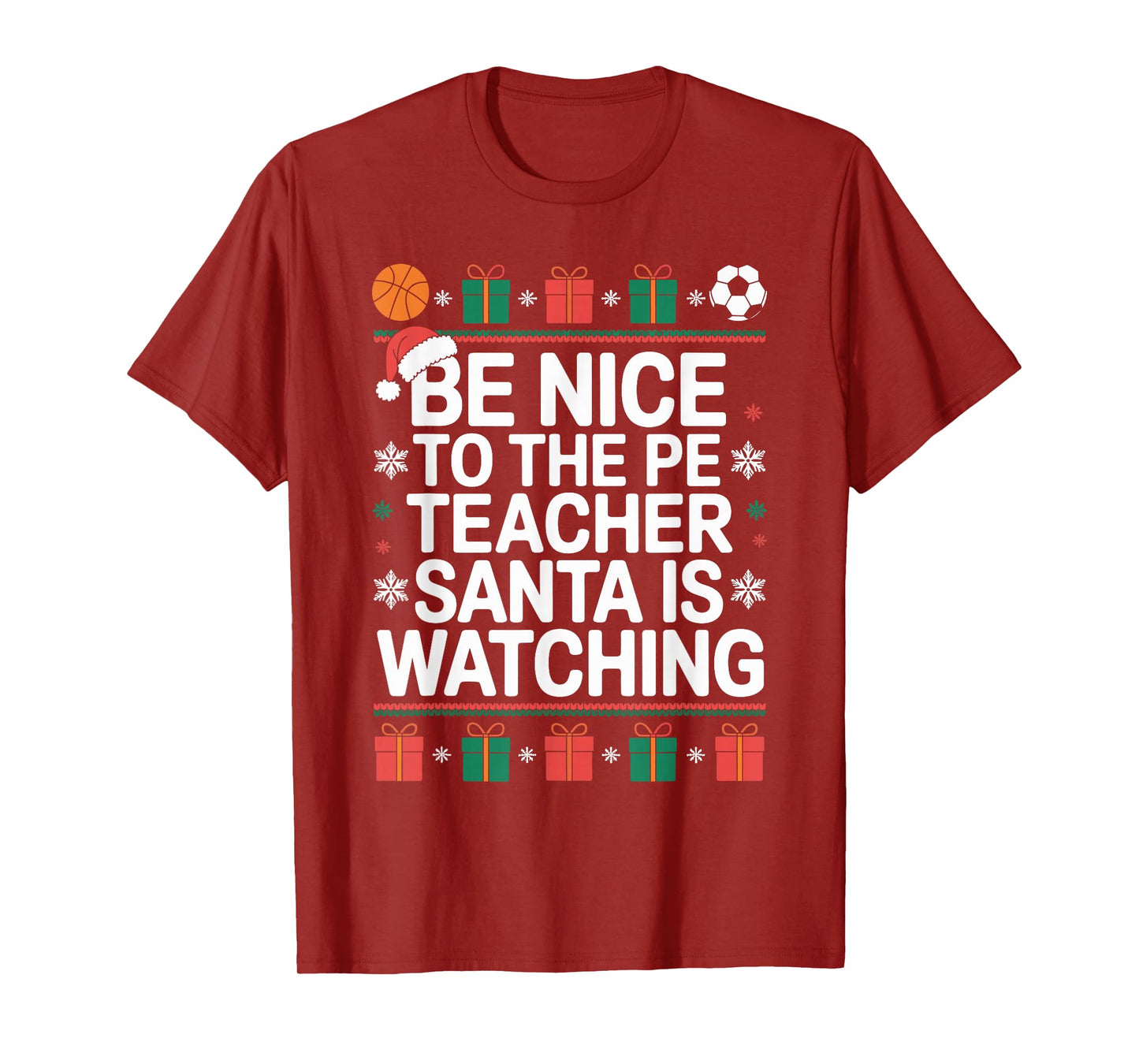 PE Teacher Ugly Christmas Sweater Physical Education Xmas T-Shirt