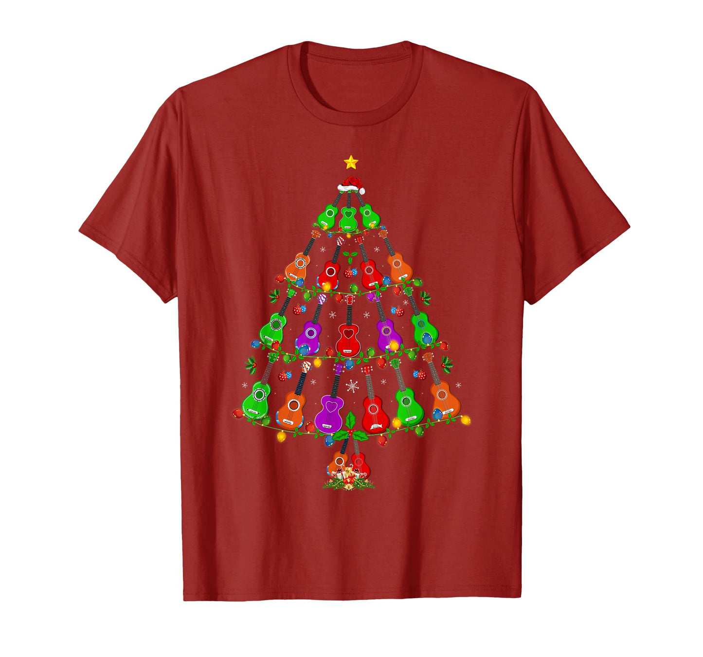 Ukulele Guitar Christmas Tree Funny Music Lover Musical Xmas T-Shirt