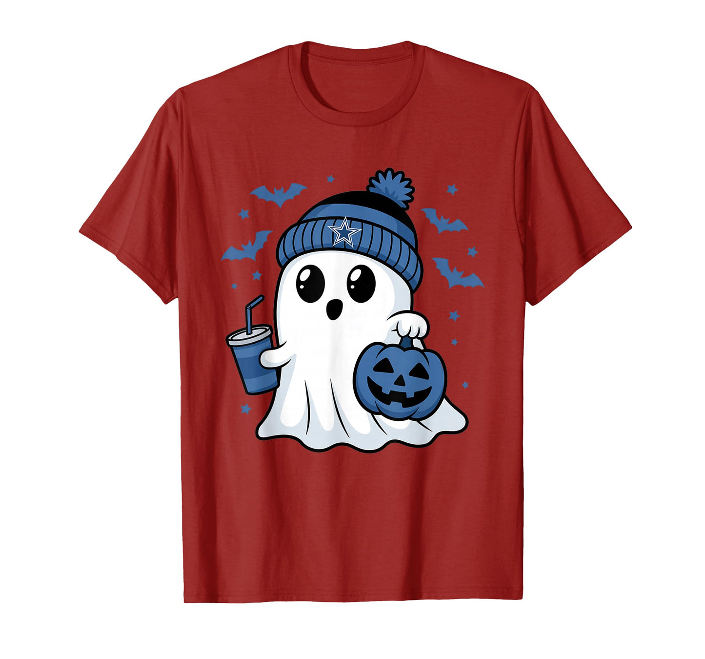 Vintage Dallas Ghost Cute Ghost Halloween Blue Pumpkin T-Shirt