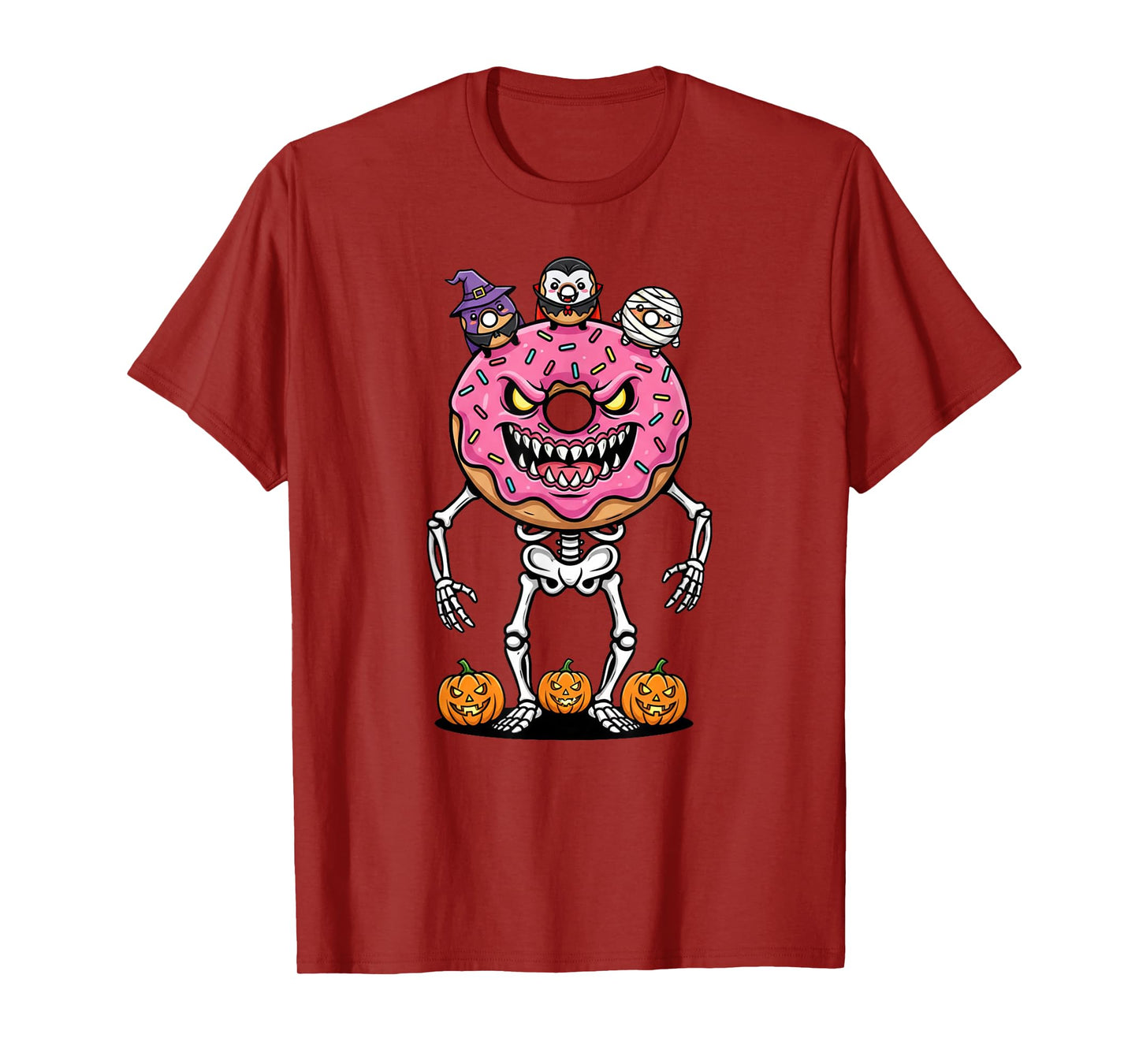 Funny Donut Skeleton Mummy Witch Halloween Kids Mens Womens T-Shirt