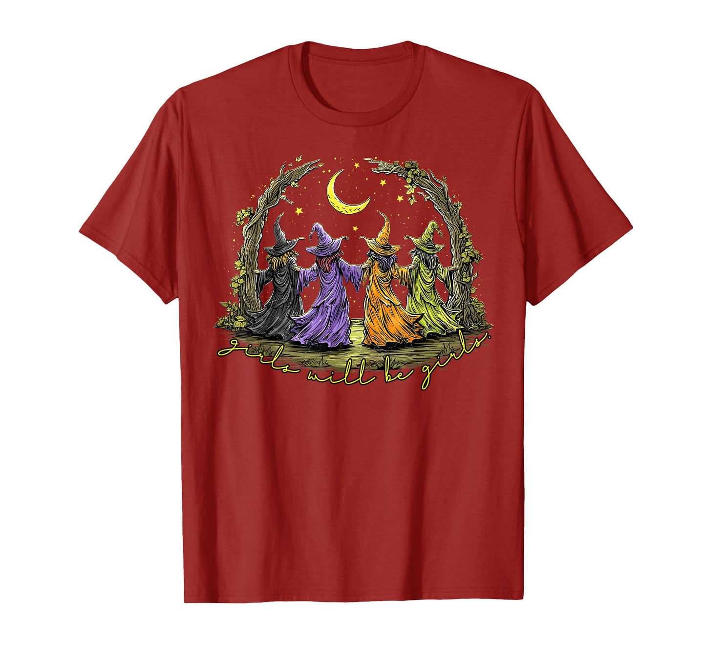 Halloween Spooky Witch Girl Will Be Girls Feminist Women T-Shirt
