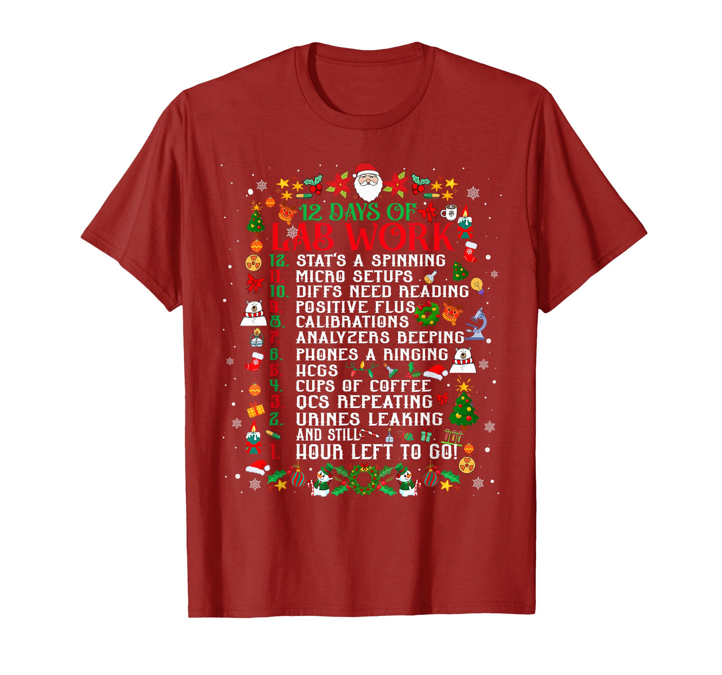 12 Days of Lab Work Medical Laboratory Scientist Christmas T-Shirt
