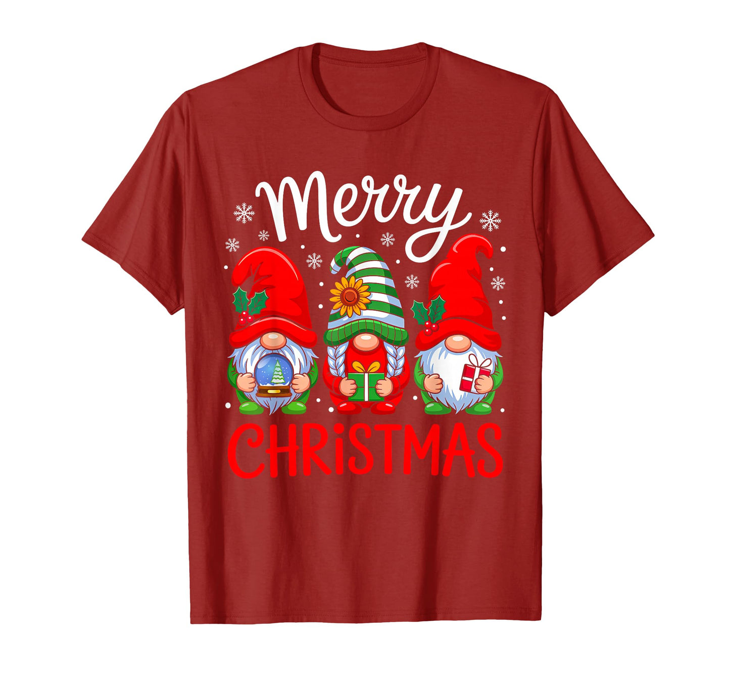 Cute Gnomes Merry Christmas Light Family Gnome Xmas Matching T-Shirt
