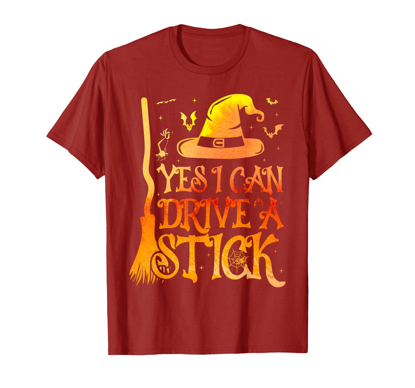 Yes I Can Drive A Stick Funny Witch Halloween T-Shirt