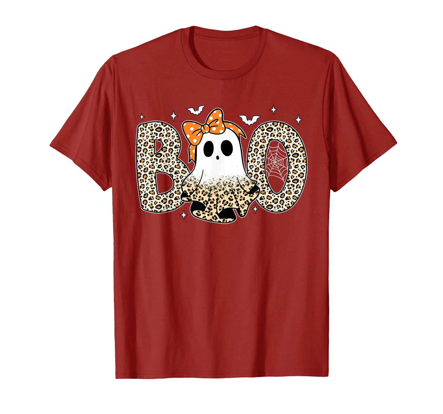 Preppy Coquette Bow Leopard Boo Ghost Halloween Women Kids T-Shirt