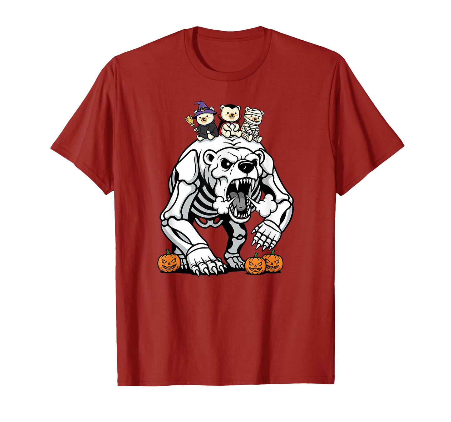 Polar Bear Skeleton Mummy Witch Halloween Kids Mens Womens T-Shirt