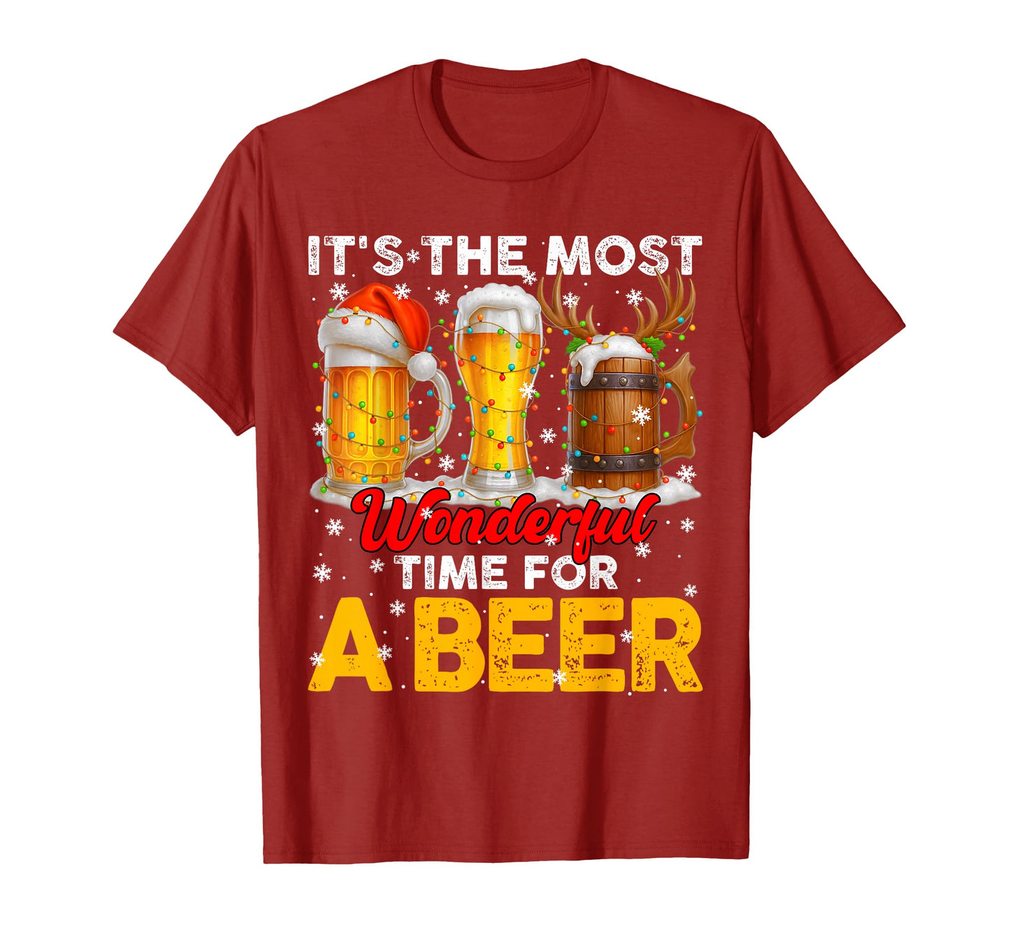 Wonderful Time for A Drink Santa Hat Christmas Xmas Men T-Shirt