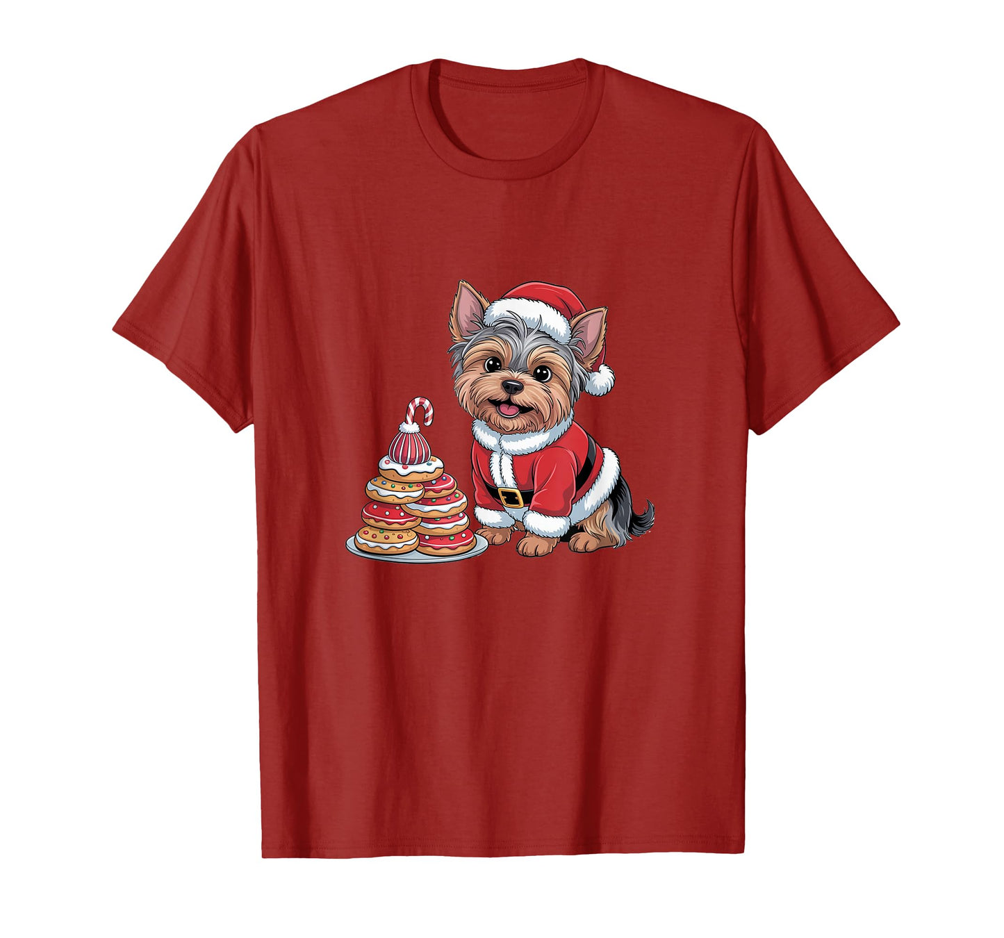 Yorkshire Terrier Funny Christmas Dog Lover Cute Santa Humor T-Shirt