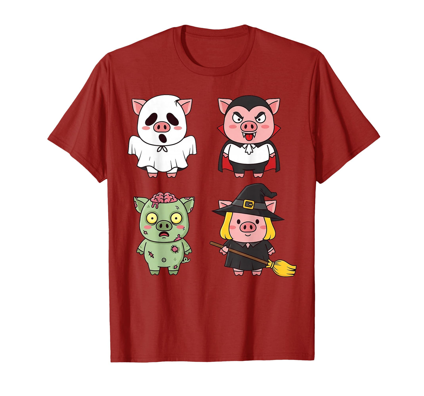 Pig Spooky Witch Boo Zombie Cute Halloween Boys & Girls T-Shirt