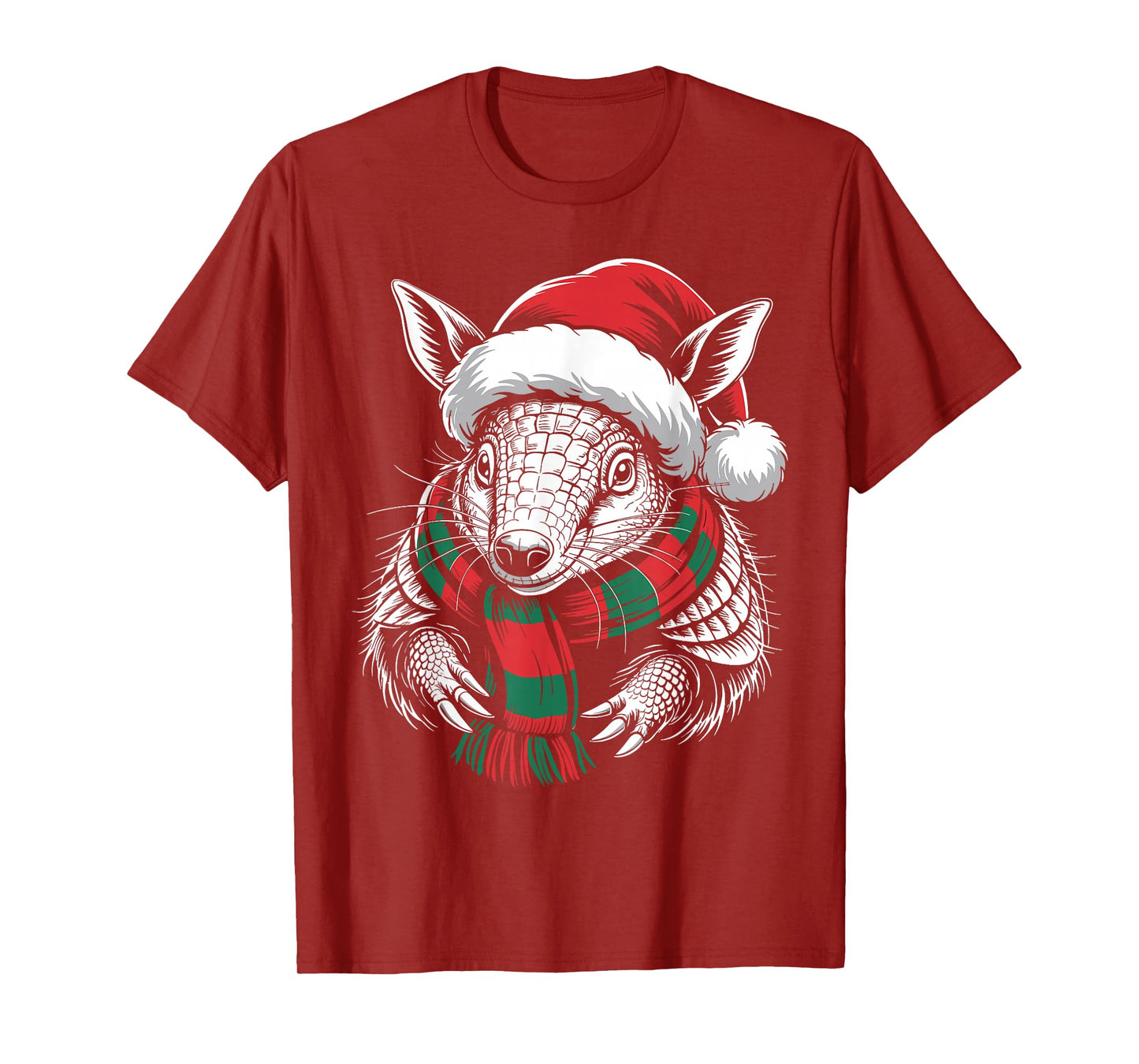 Armadillo Xmas Santa Hat Scarf Christmas Costume T-Shirt