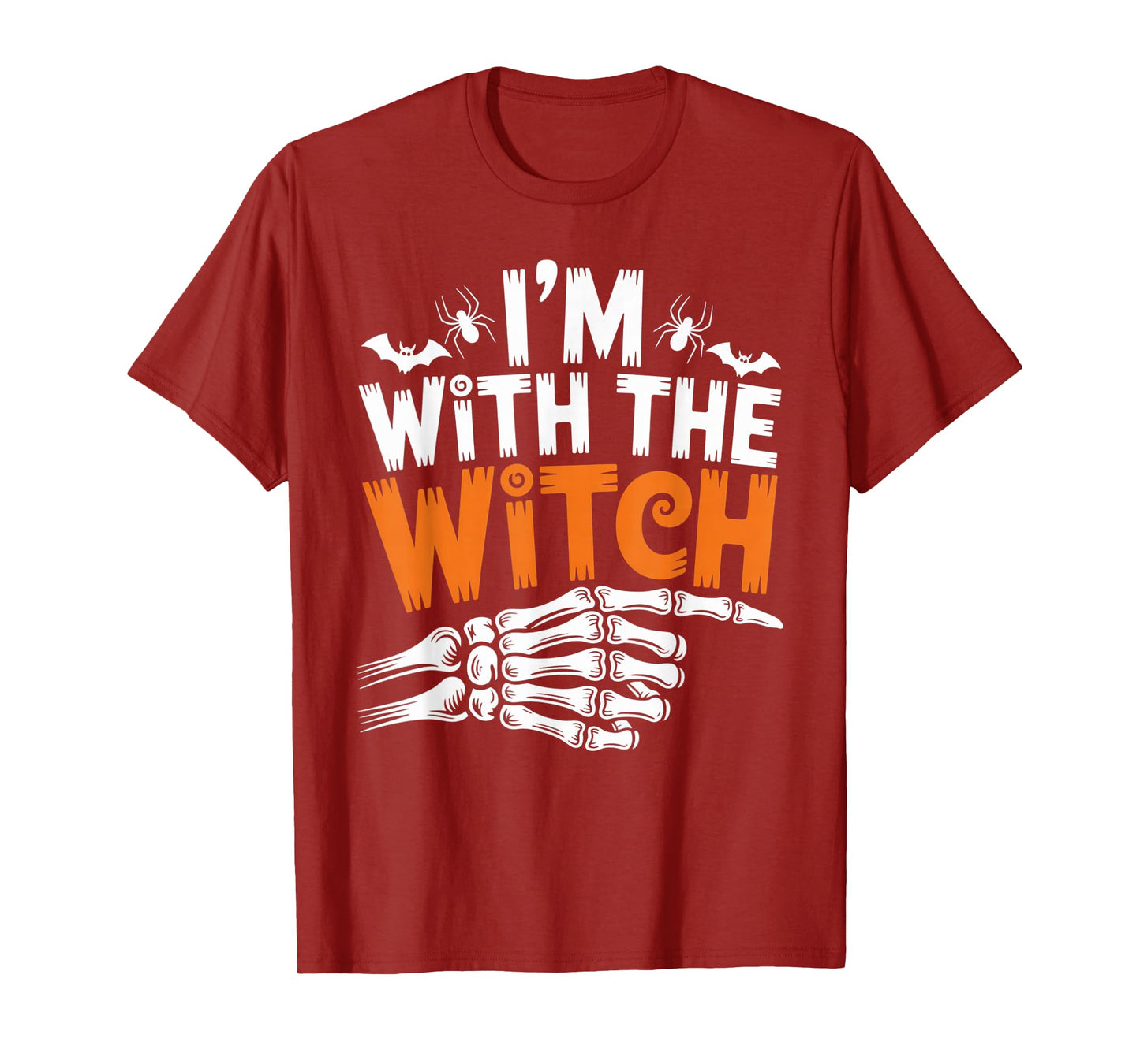 I’m with The Witch Funny Skeleton Hand Halloween Outfit T-Shirt