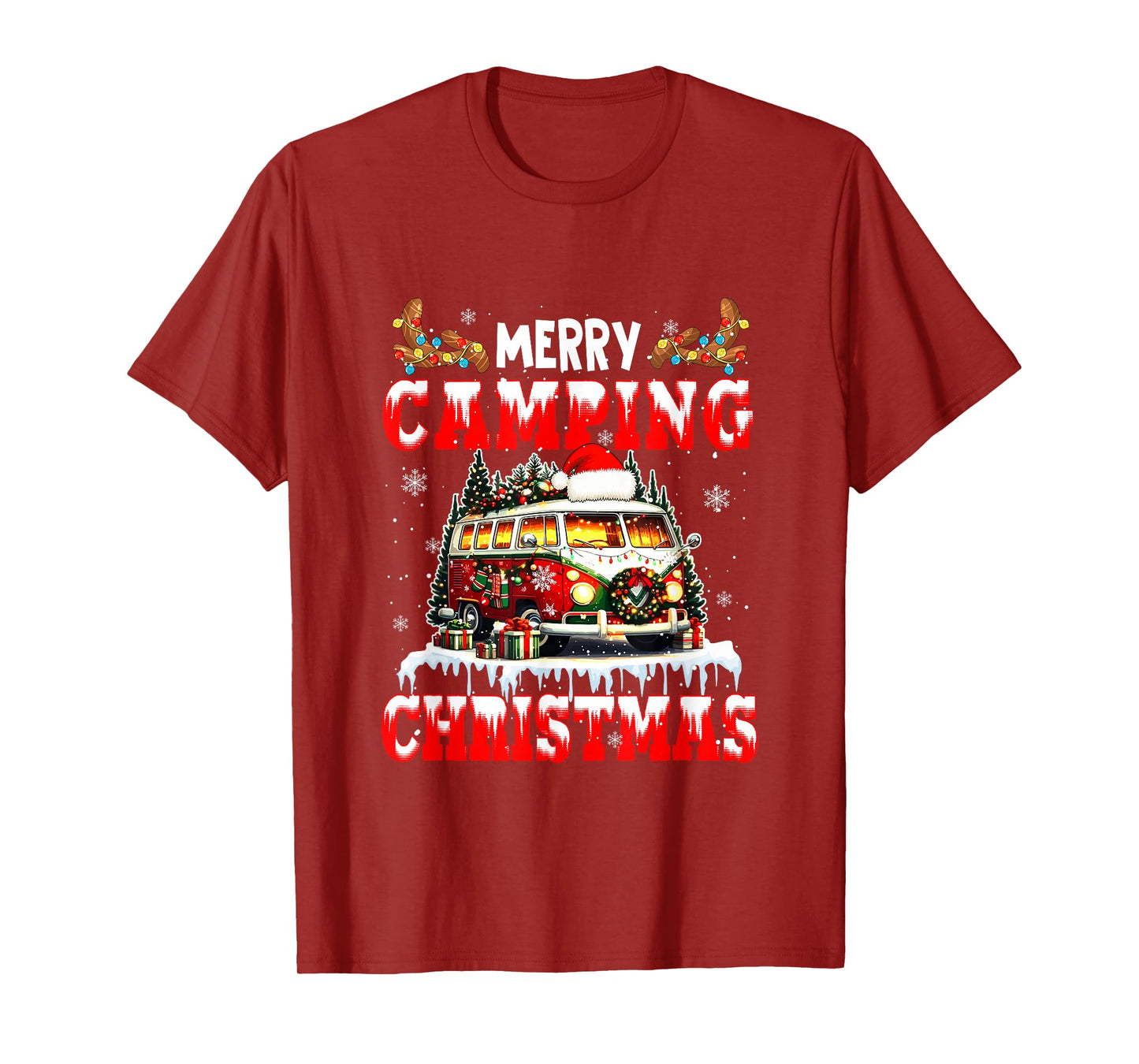 Merry Christmas Camping Santa Colorful Costume Sport Lover T-Shirt