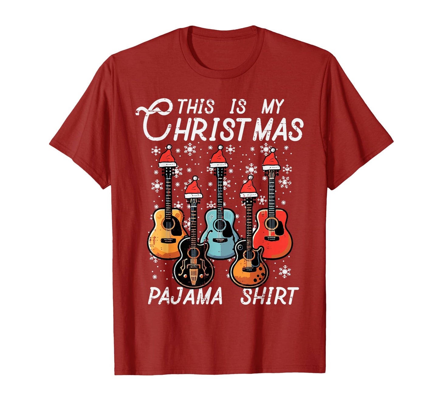 My Christmas Pajama Shirt Guitars Xmas Rock Men Boys Kids T-Shirt