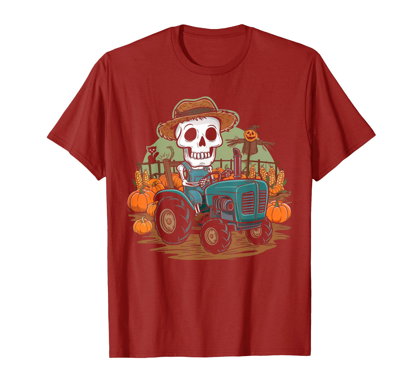 Halloween Farmer Shirt Spooky Tractor Farm Skeleton Farming T-Shirt