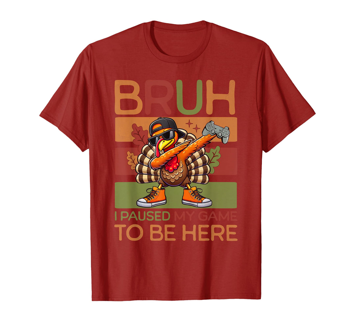 Bruh I Paused My Game To Be Here Thanksgiving Kid Boys Gamer T-Shirt