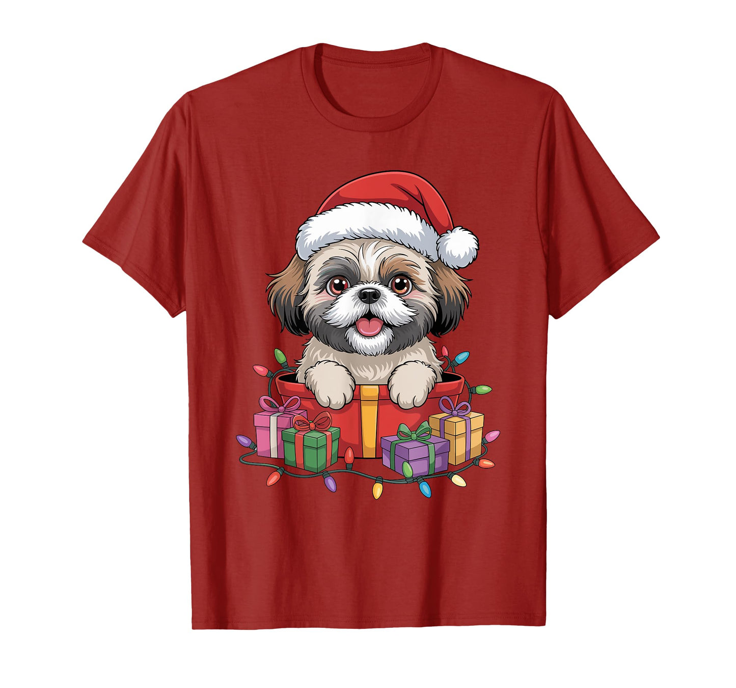 Cute Shih Tzu Christmas Xmas Design Funny Dog Lover Holiday T-Shirt