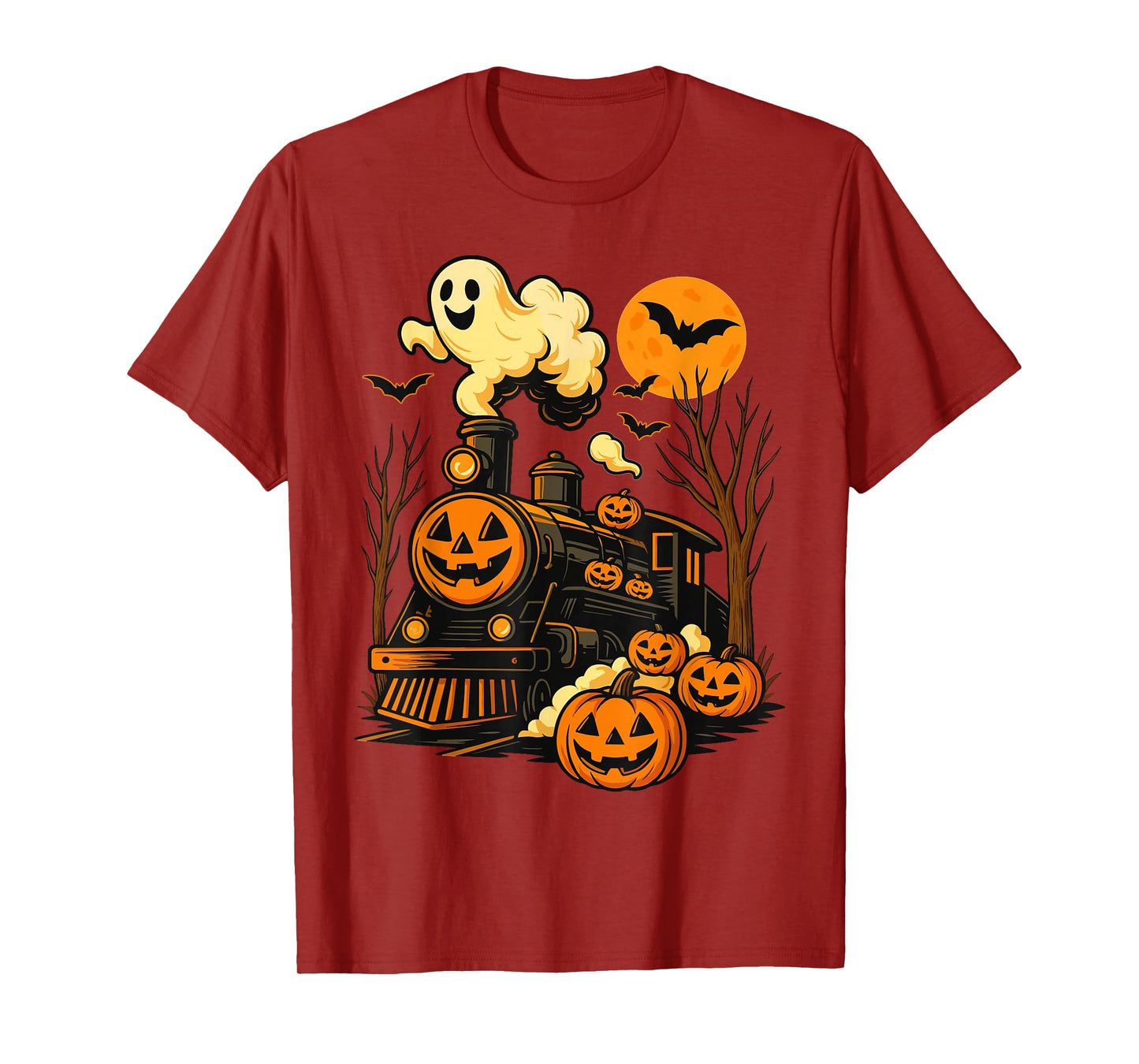 Vintage Halloween Train Pumpkin Railroad Trains Lover T-Shirt