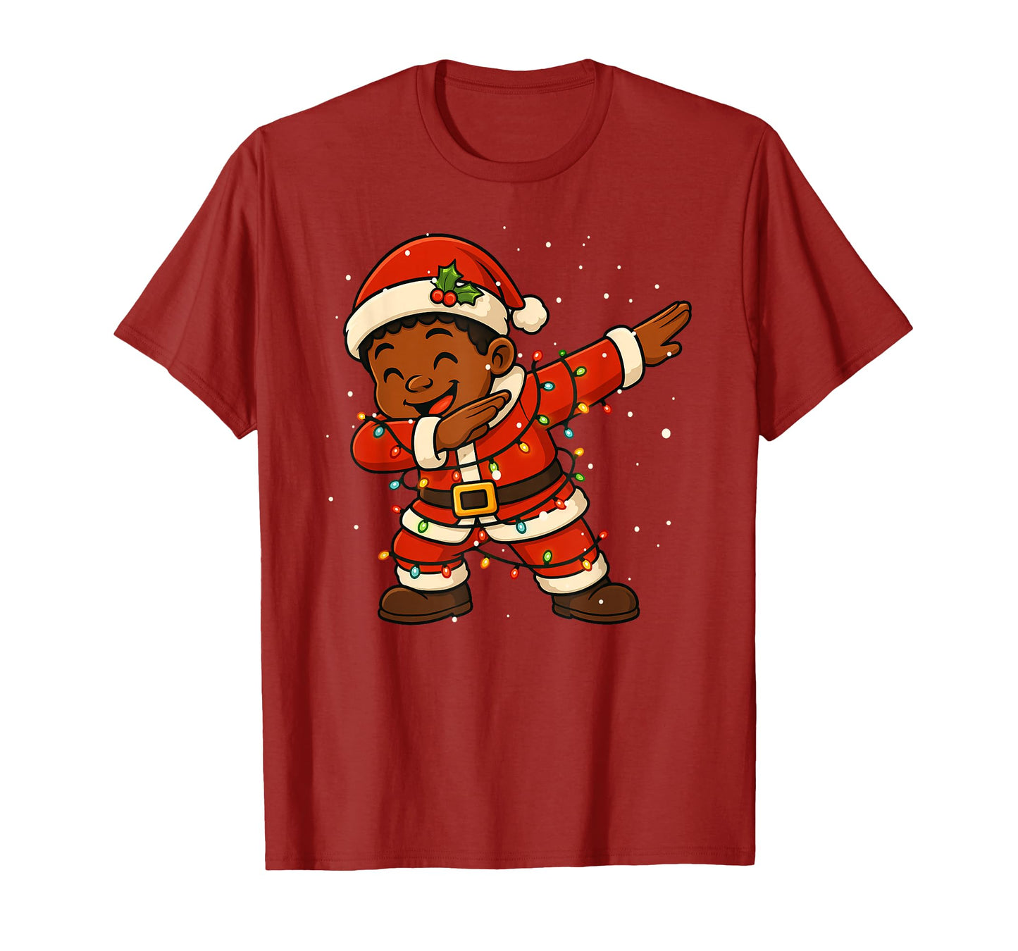 Funny Black Kid Dabbing Merry Christmas Santa Xmas Boys Girl T-Shirt
