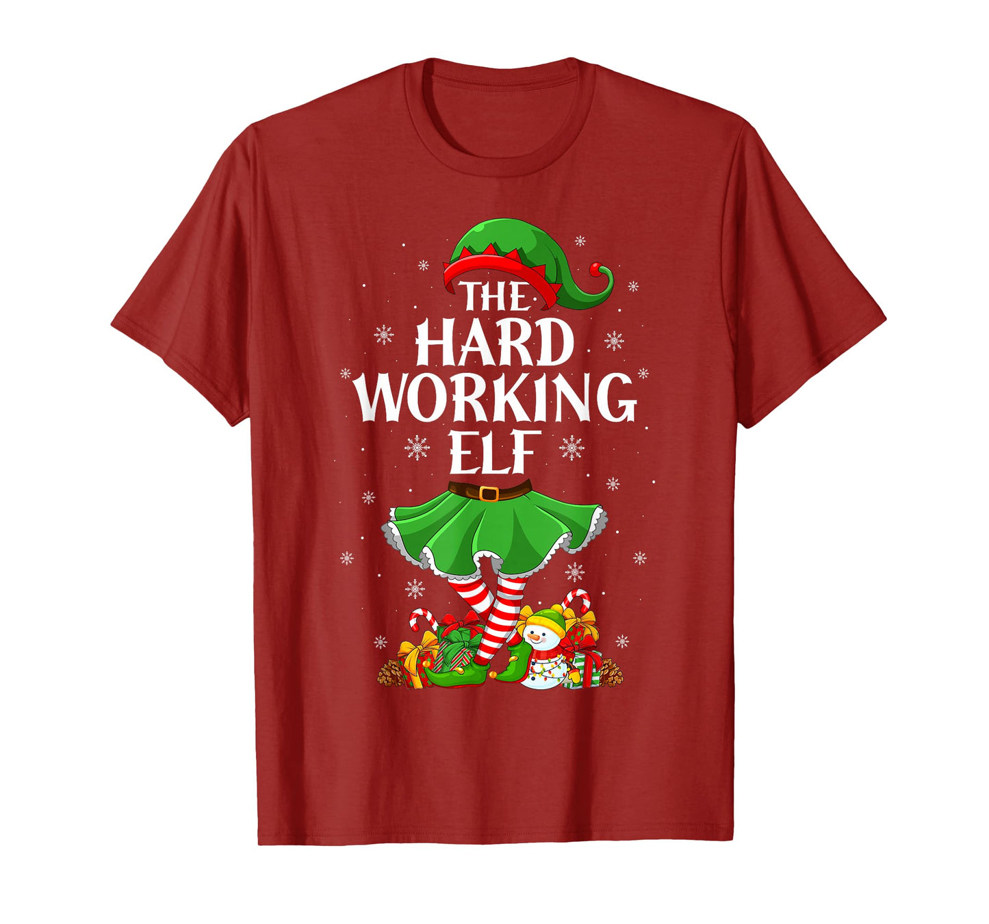 Hard Working Elf Christmas Family Elf Squad Xmas Girls Women T-Shirt