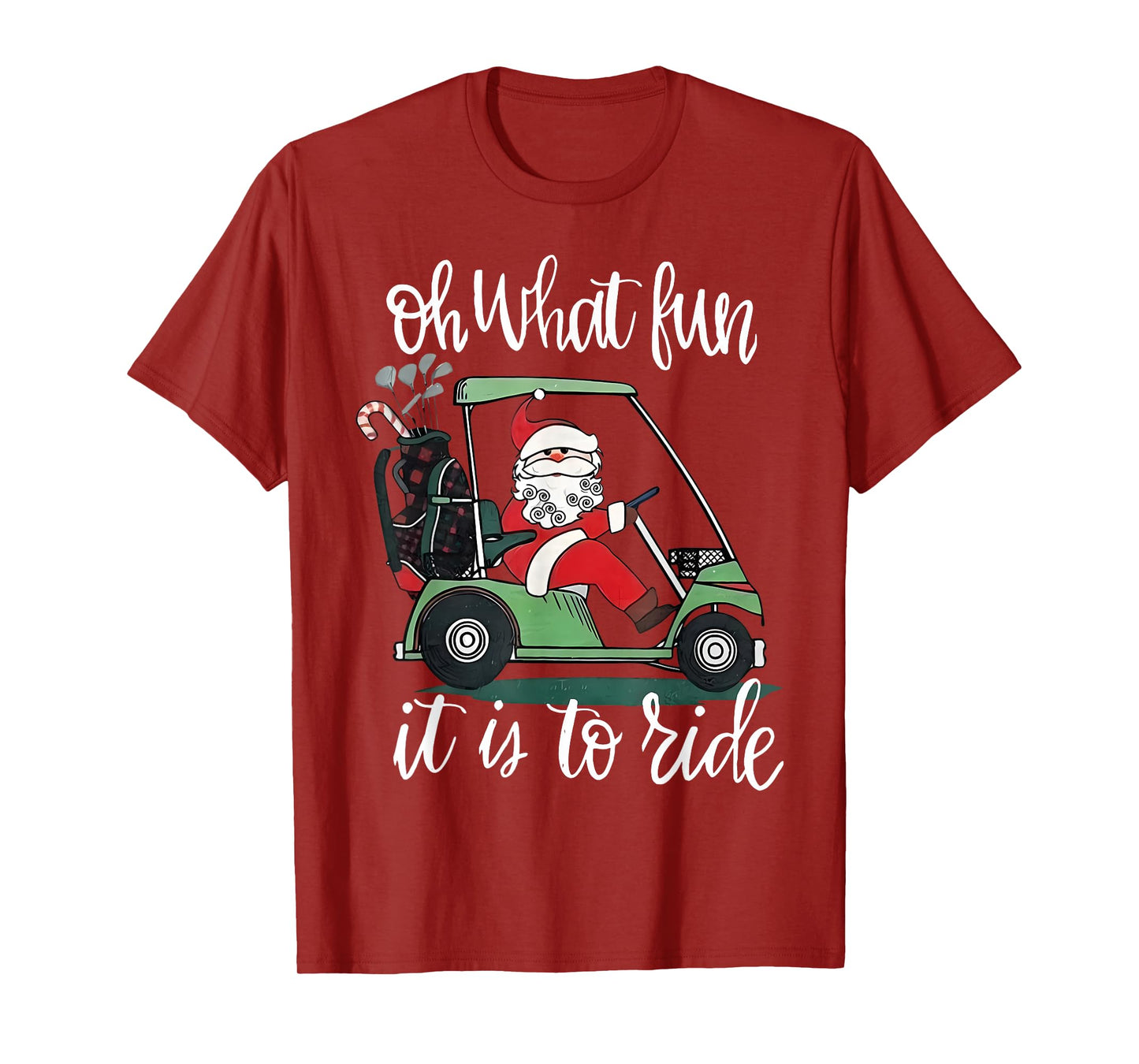 Santa Golf Cart Oh What Fun Christmas Golfer Golfing Xmas T-Shirt