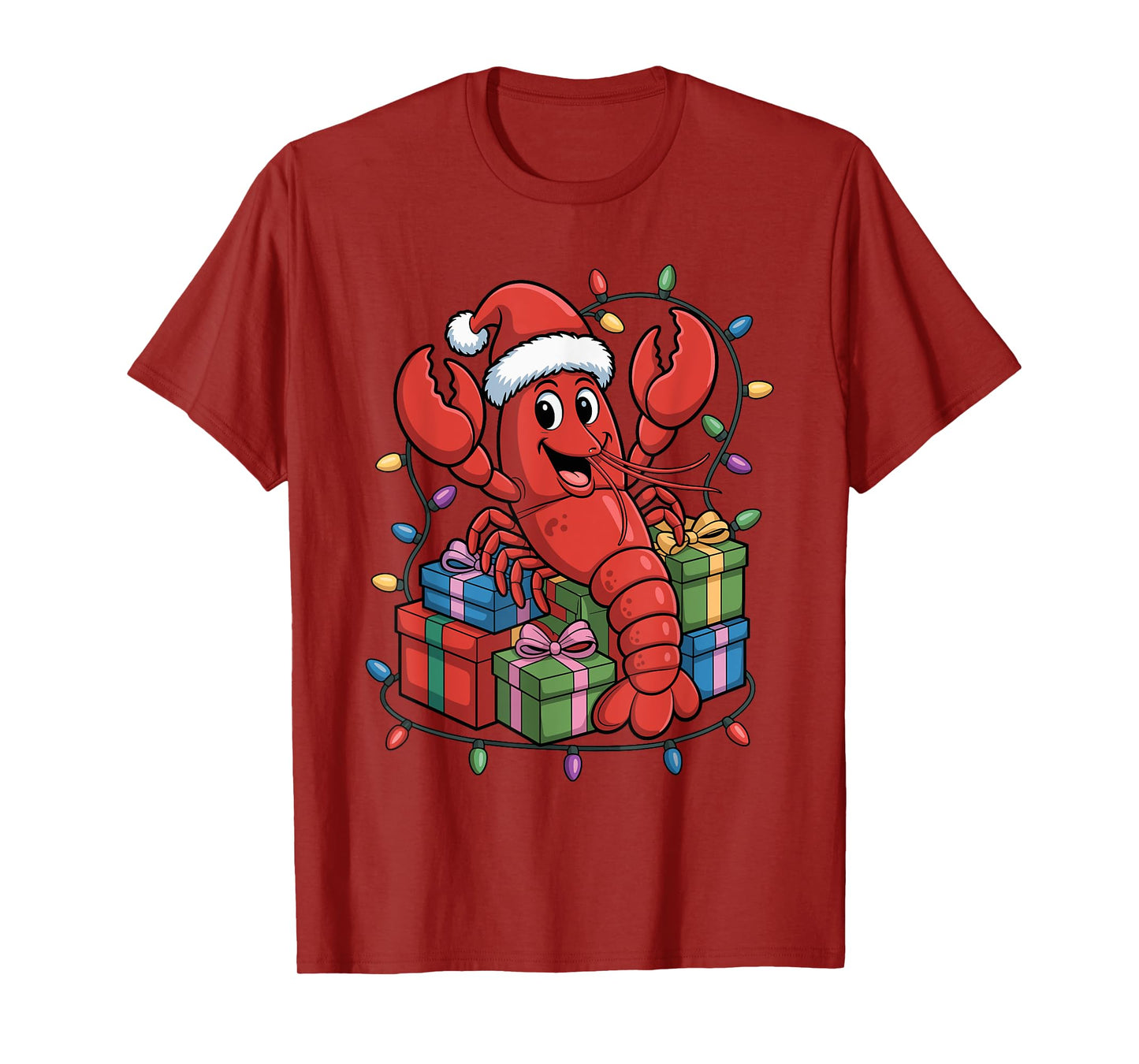 Lobster Santa Hat Foodie Seafood Lover Ugly Christmas Pajama T-Shirt