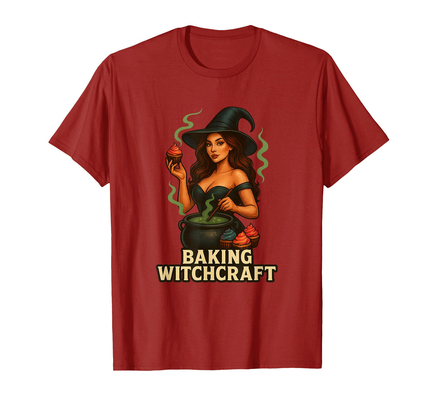 Witch Baking Cupcakes Cauldron Magic Spell Cooking Wiccan T-Shirt