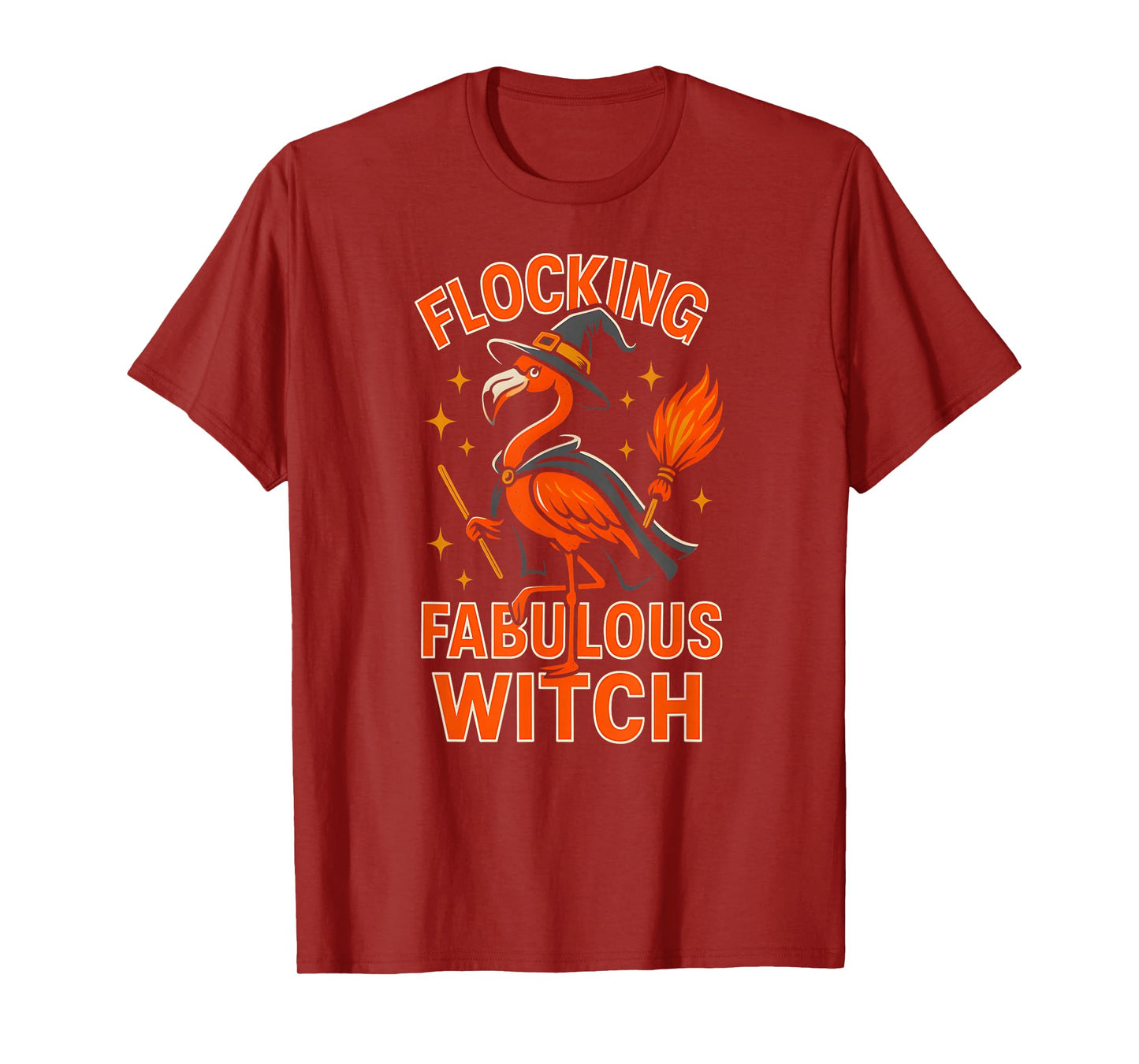 Flocking Fabulous Witch Flamingo Halloween Women's Spooky T-Shirt