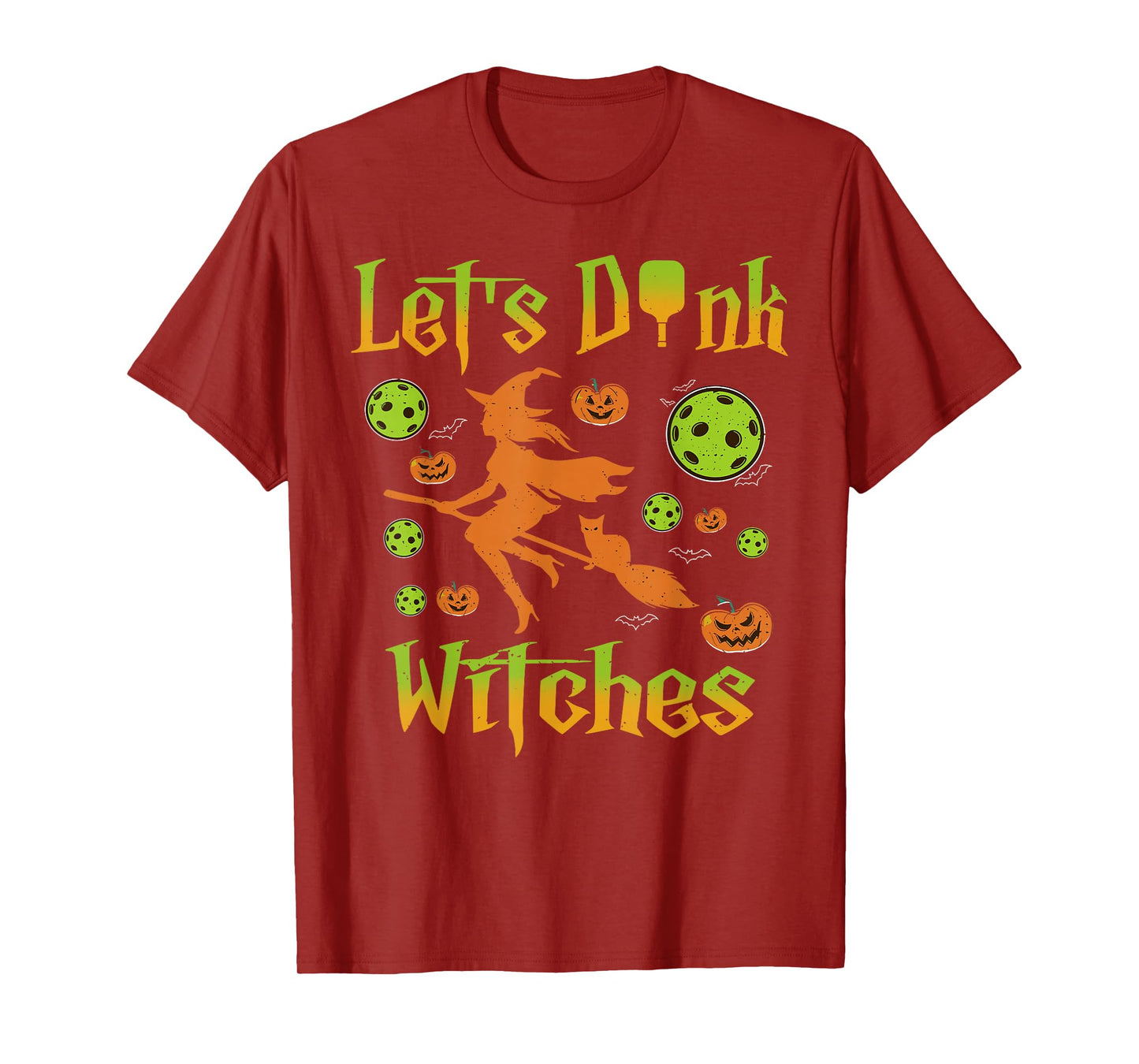 Vintage Lets Dink Witches Pickleball Halloween Season Women T-Shirt