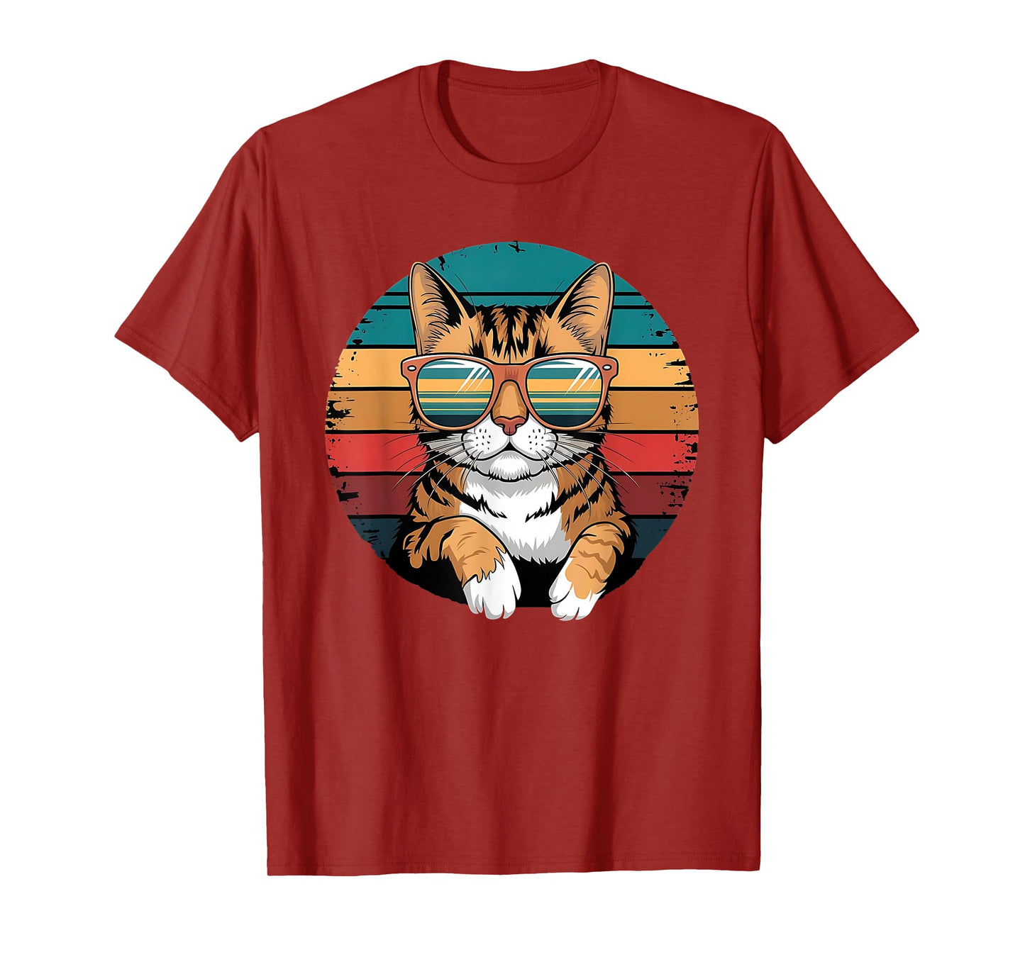 Vintage Style Orange Tabby Cat Friendly Wearing Sunglasses. T-Shirt for Men Women Kids