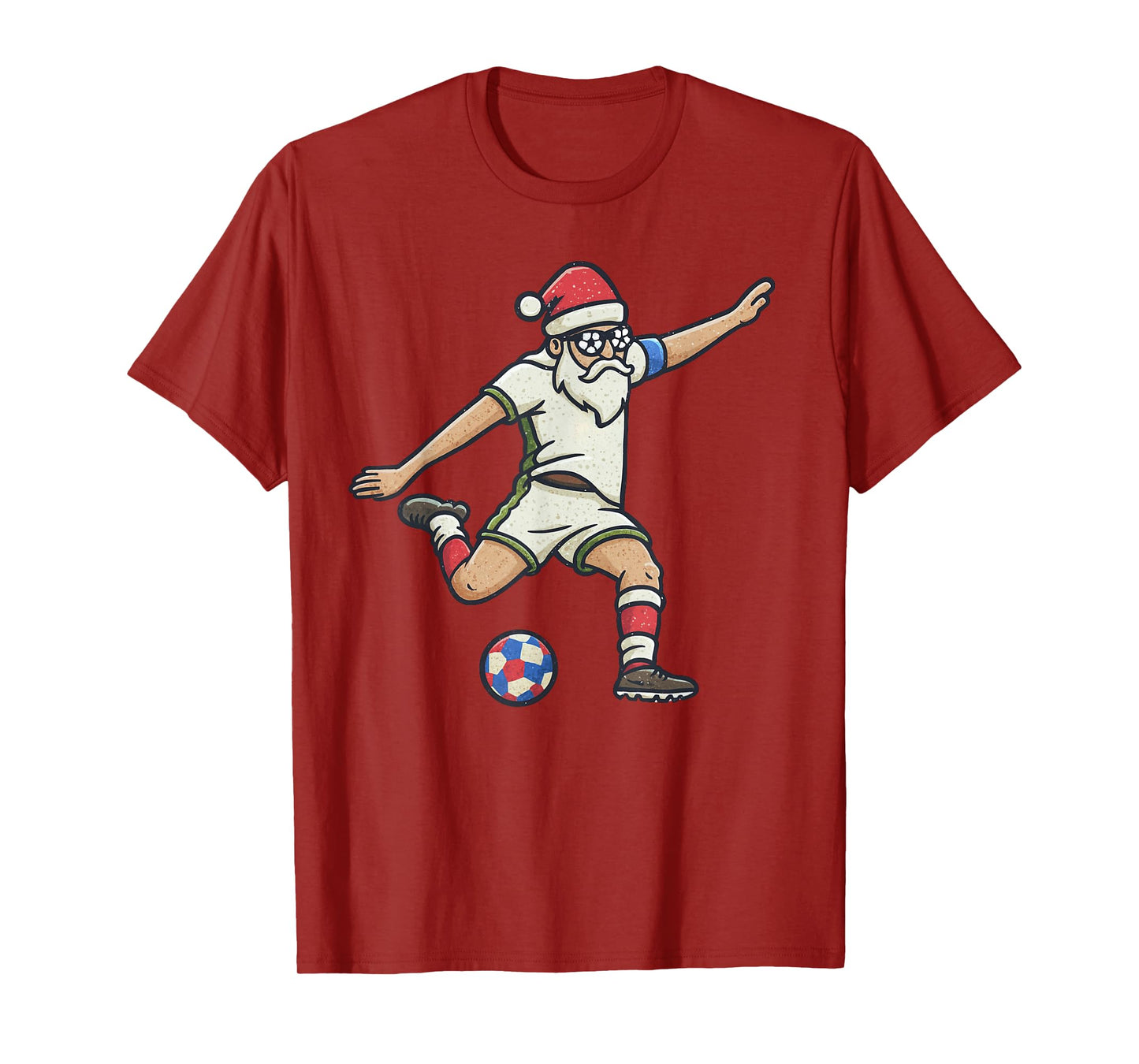 Santa Playing Soccer Christmas Vintage Funny Xmas Holiday T-Shirt