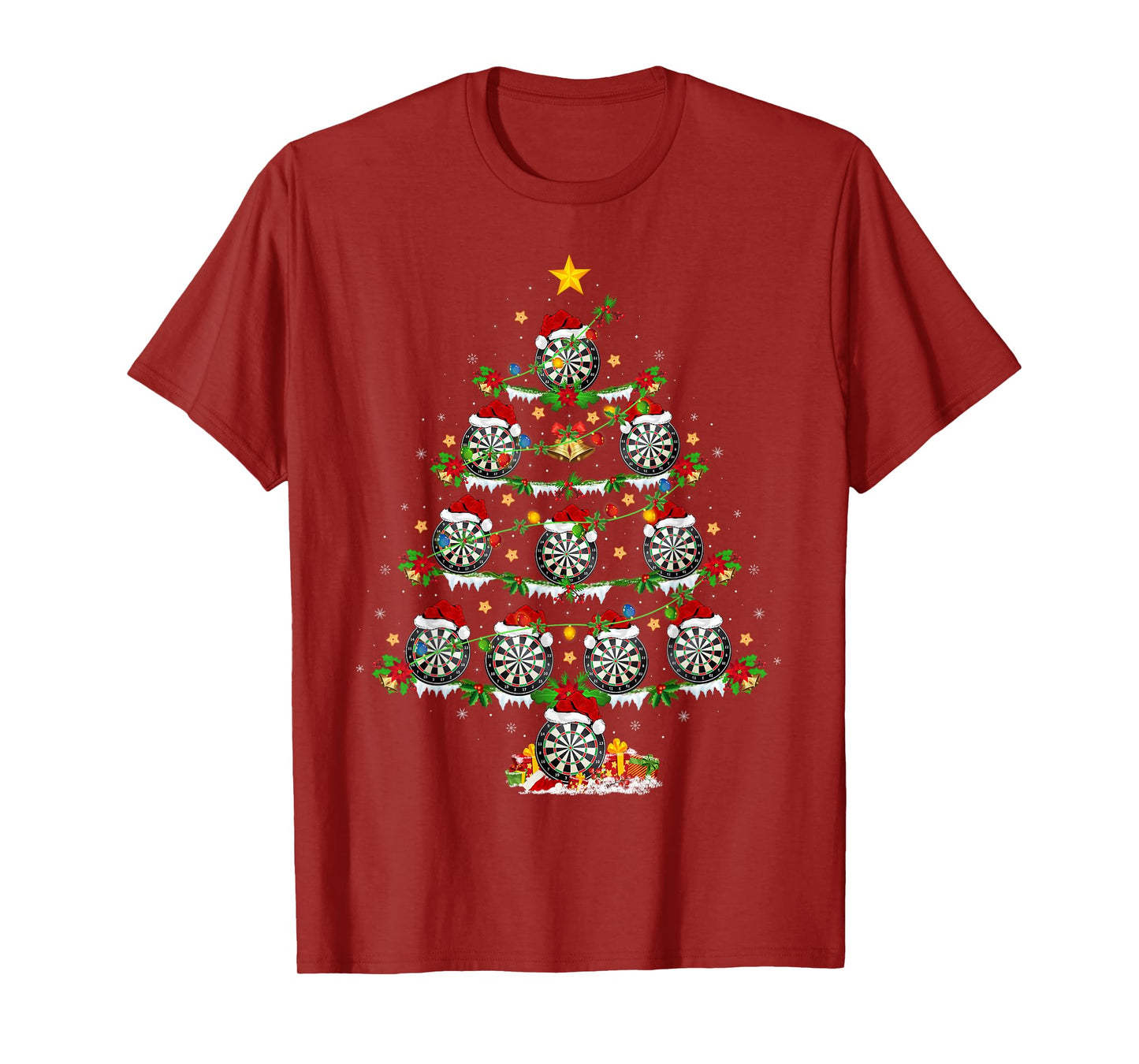 Darts Christmas Tree Lights Darts Sports Player Xmas T-Shirt
