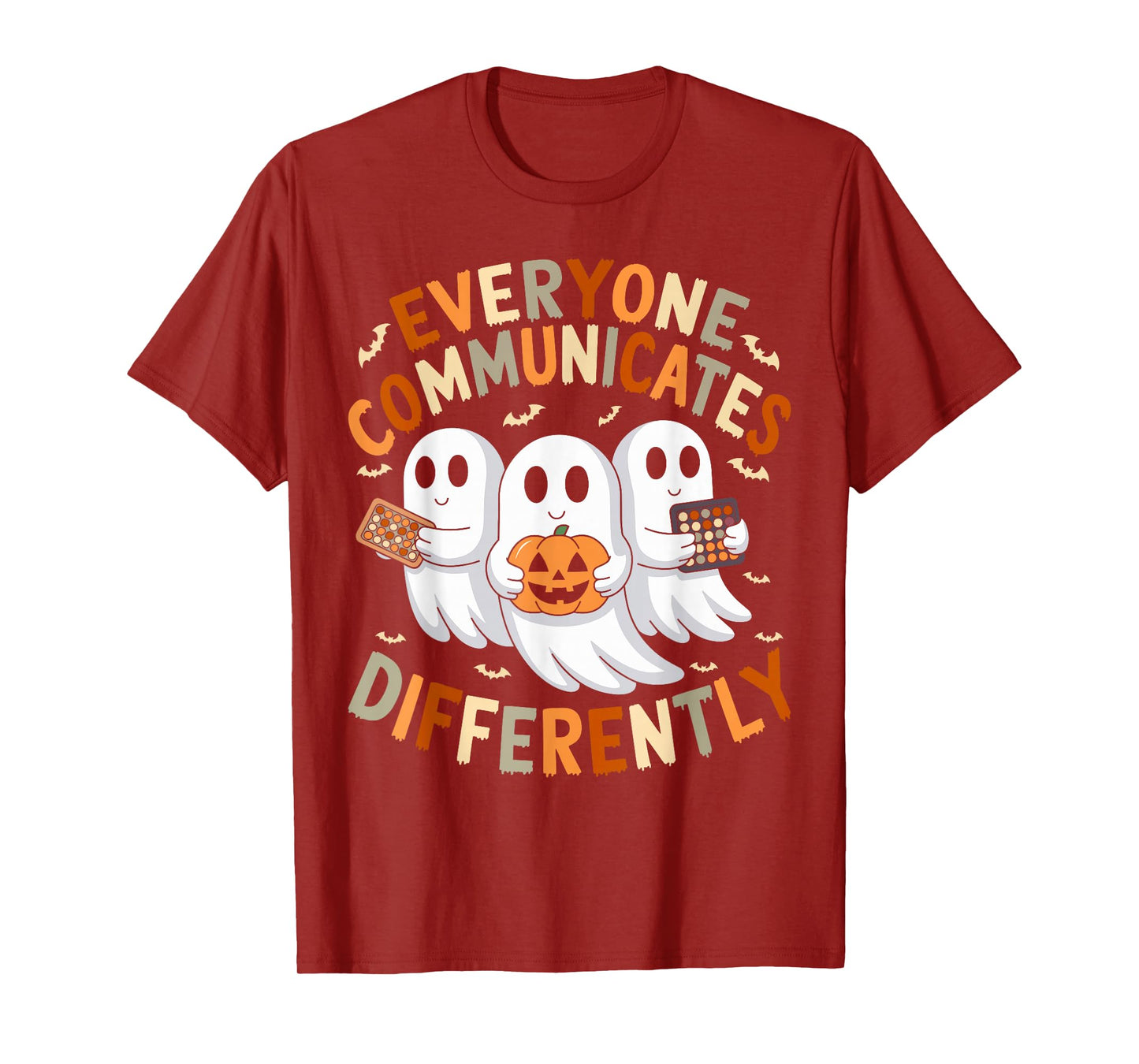 Everyone Communicates Differently Halloween Autism Teacher T-Shirt