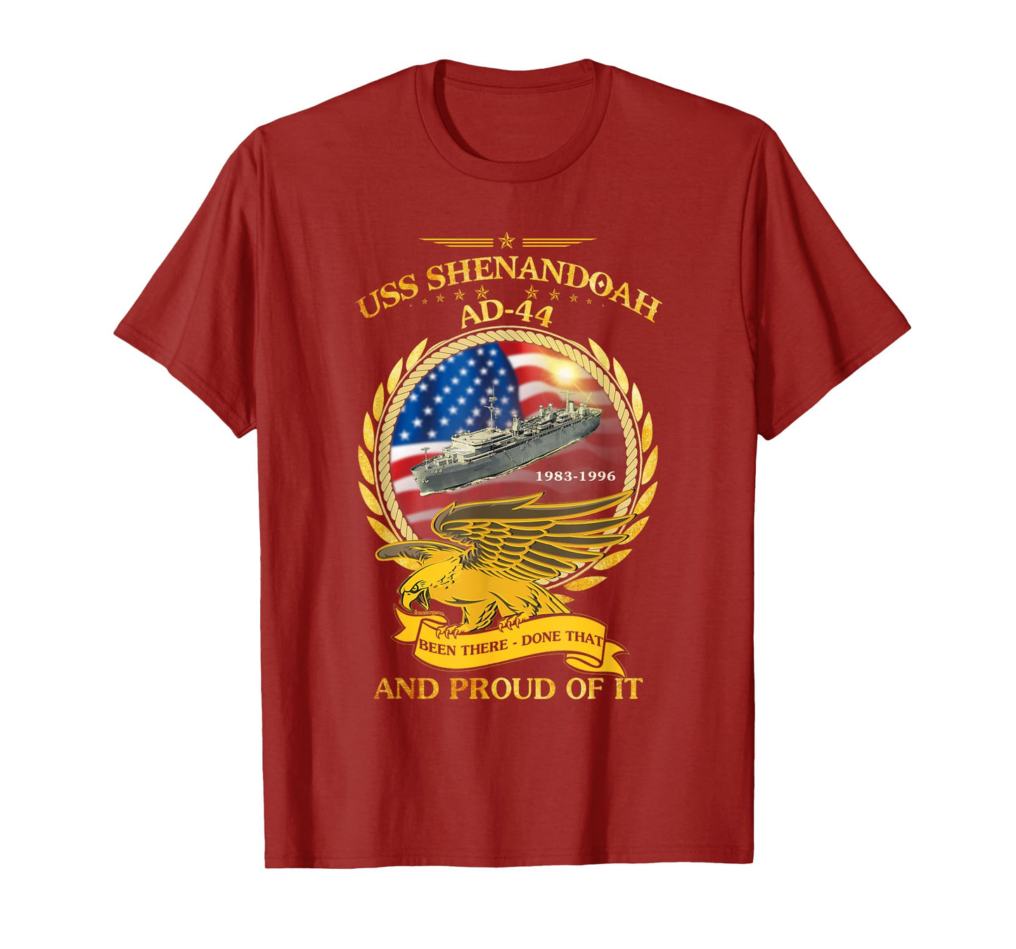 LoveUsNavy-2022 Unisex-Adults Classic Fit Black Small USS Shenandoah (AD-44) 1983-1996 Graphic T-Shirt