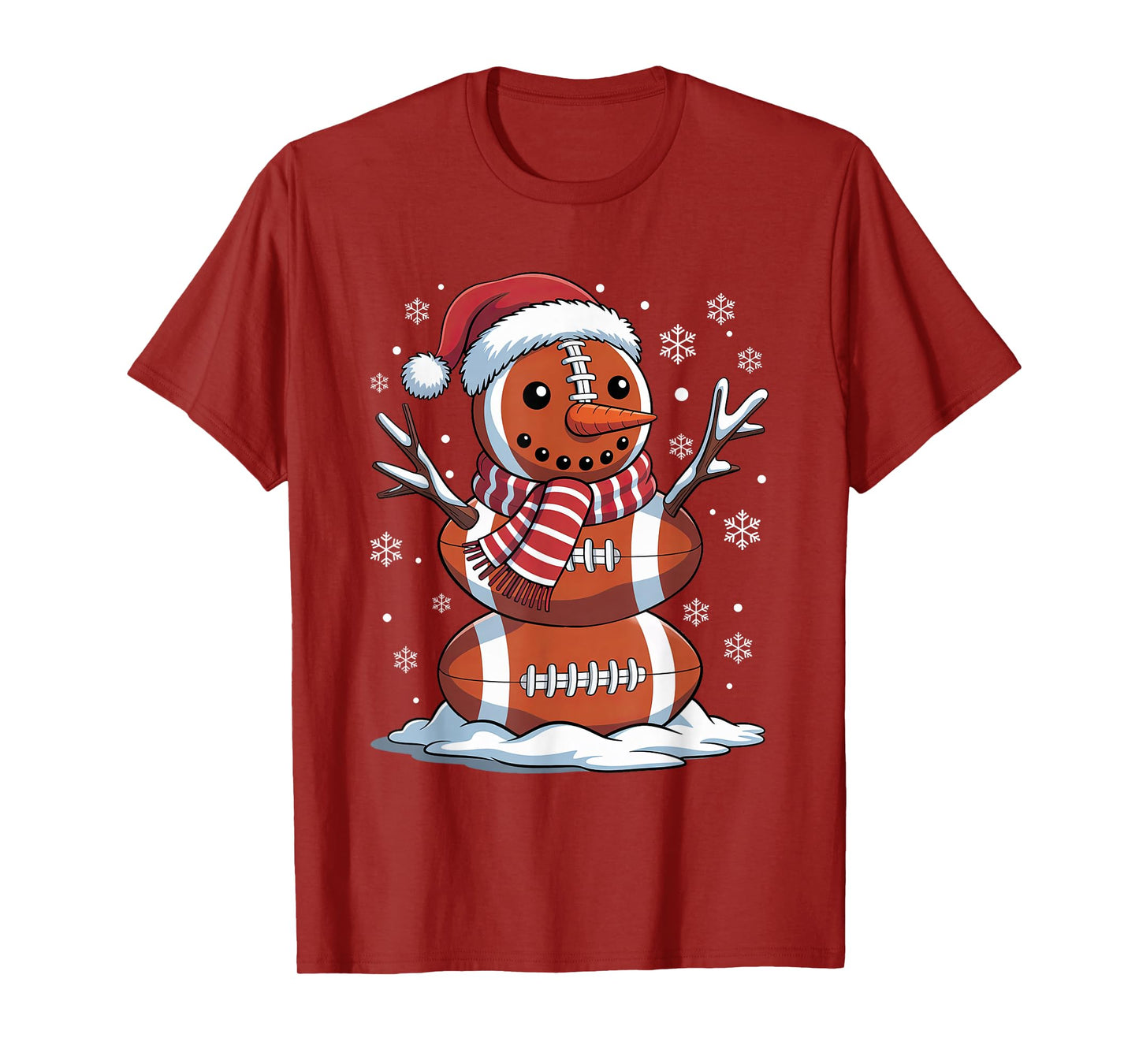 Cute Football Snowman Rugby Christmas Pajamas Women Men Kids T-Shirt