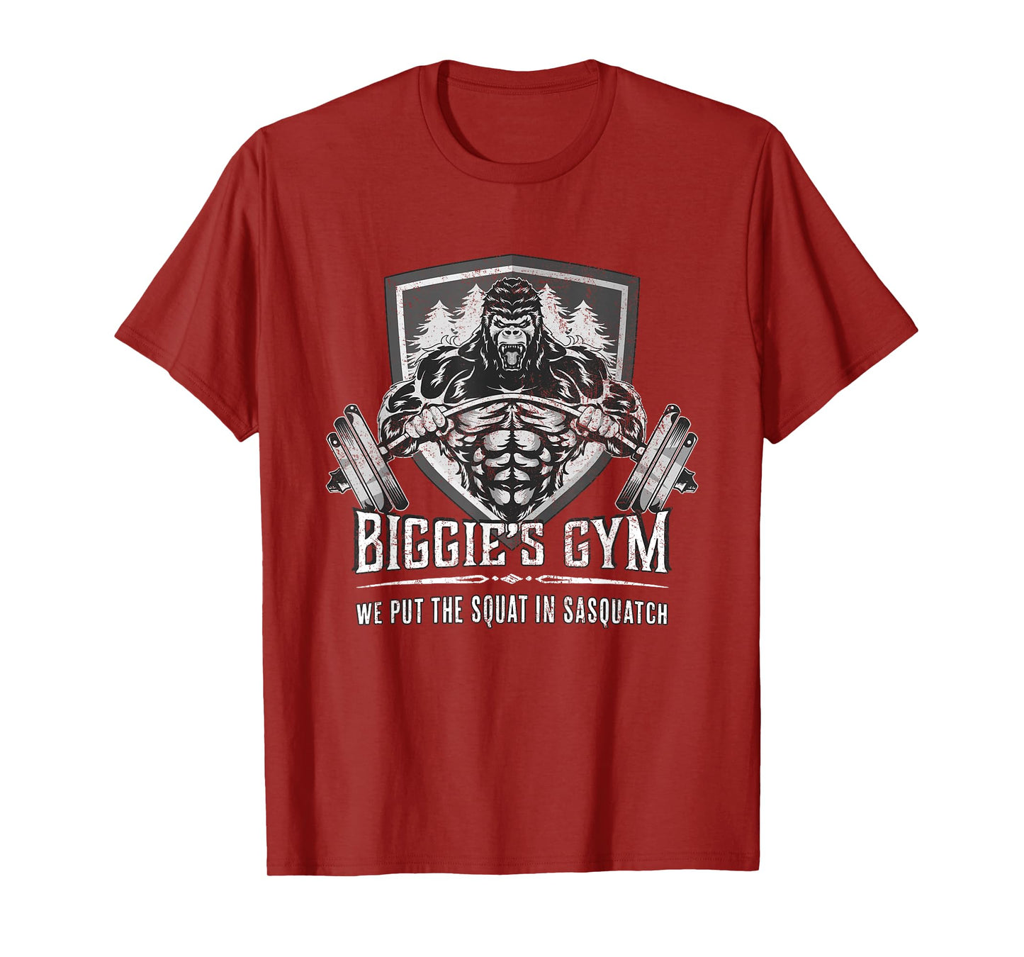 Workout Shirt - Biggie's Gym Puts Squat in Sasquatch T-Shirt