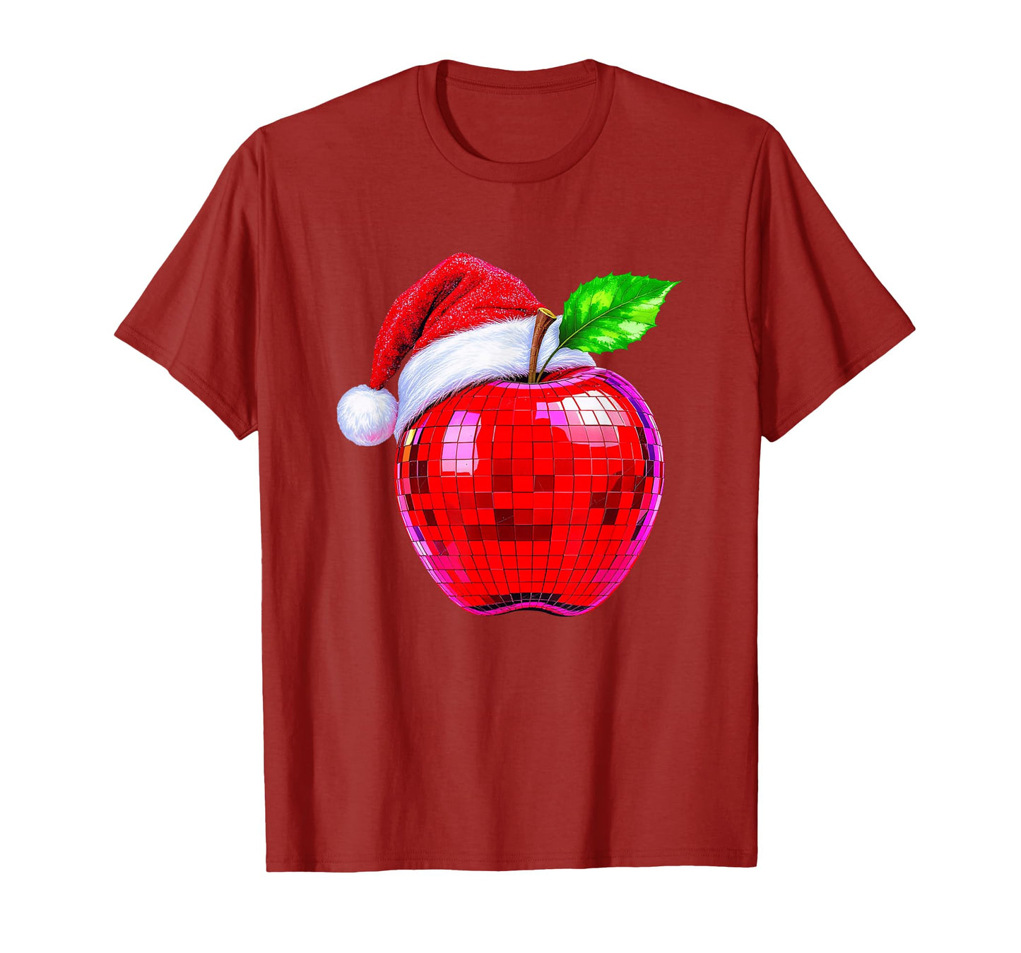 Disco Apple Santa Hat Red Christmas Vibes T-Shirt