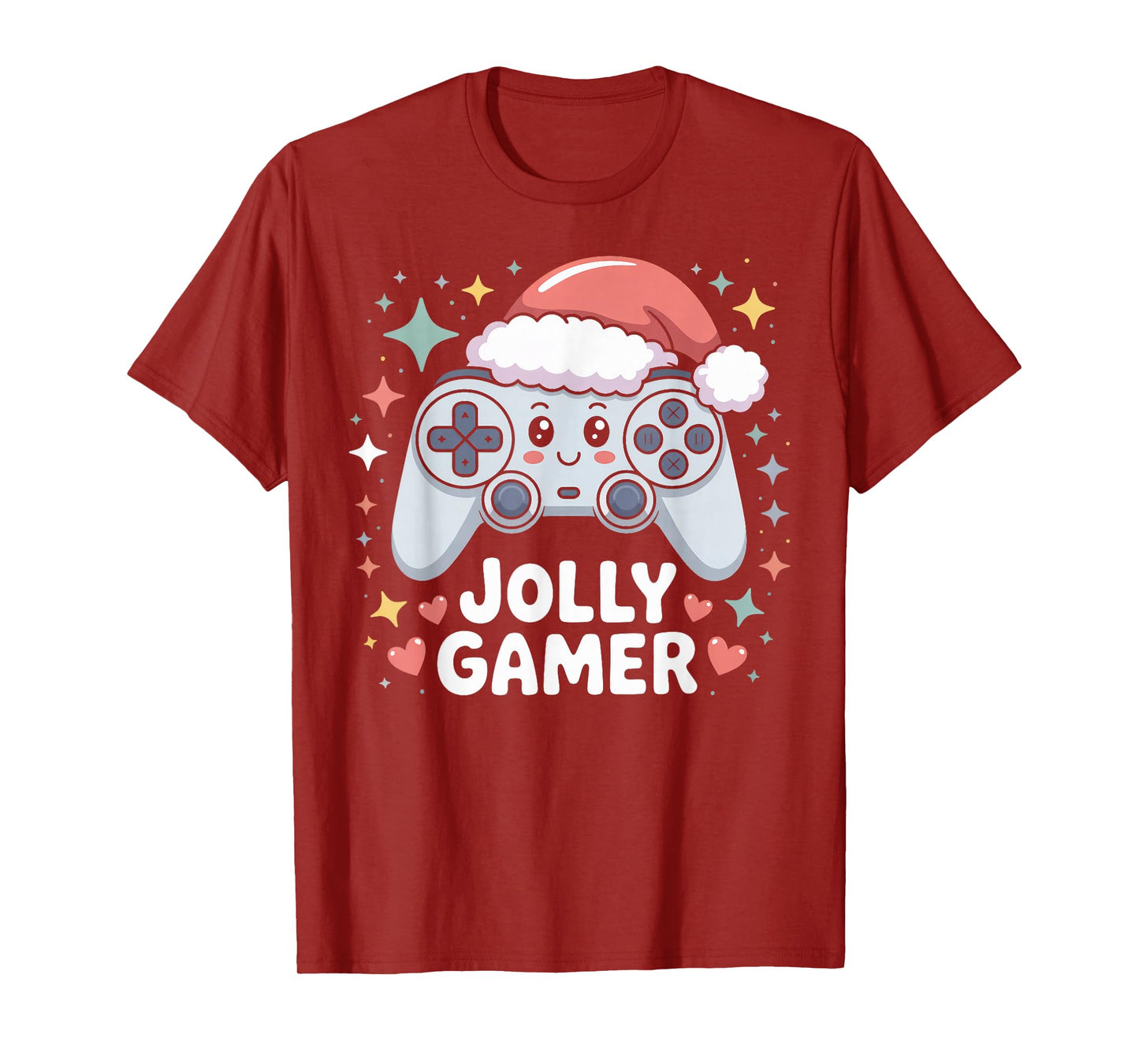 Jolly Gamer Controller with Santa Hat Christmas Video Game T-Shirt