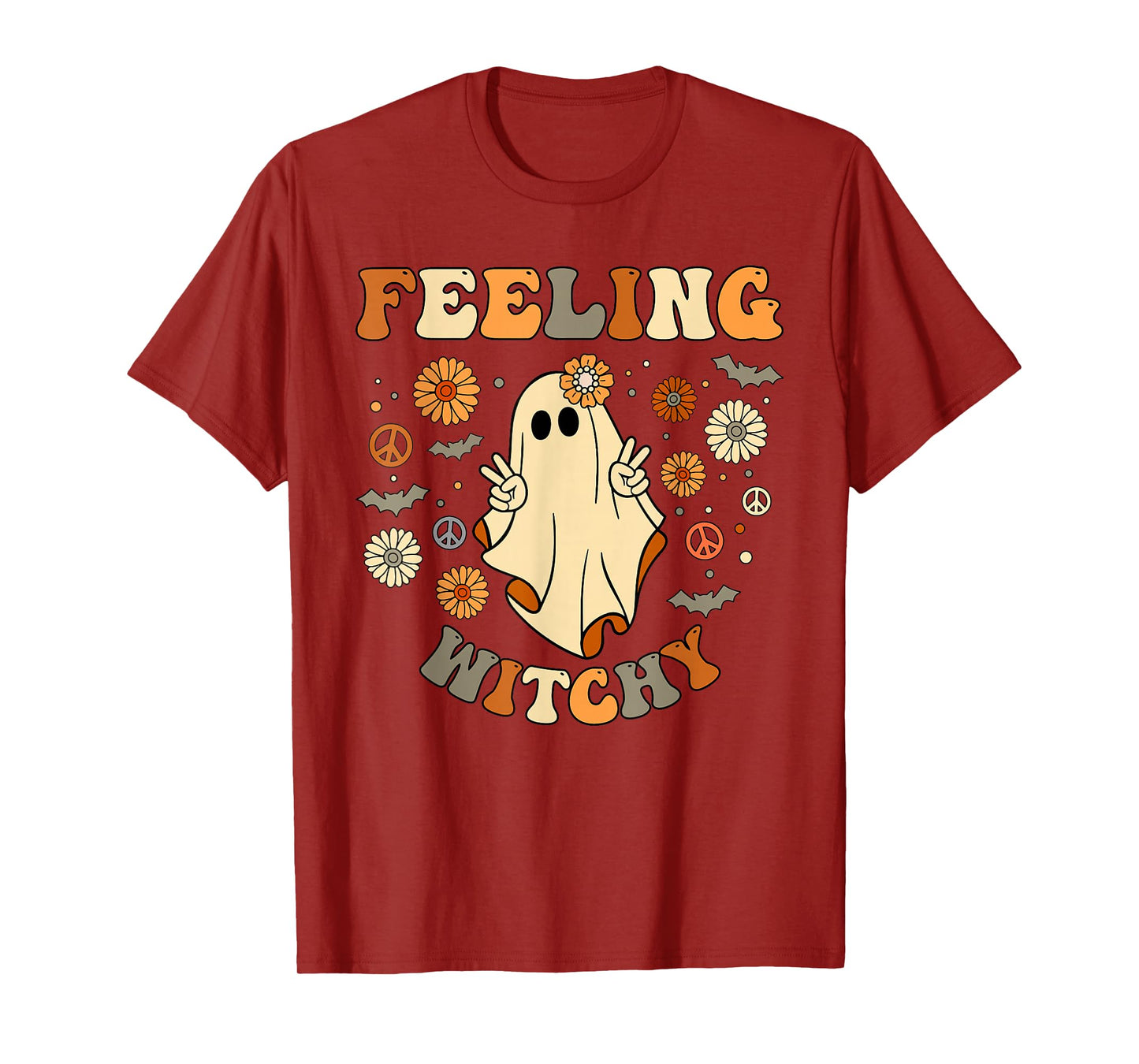 Feeling Witchy Groovy Ghost Halloween T-Shirt