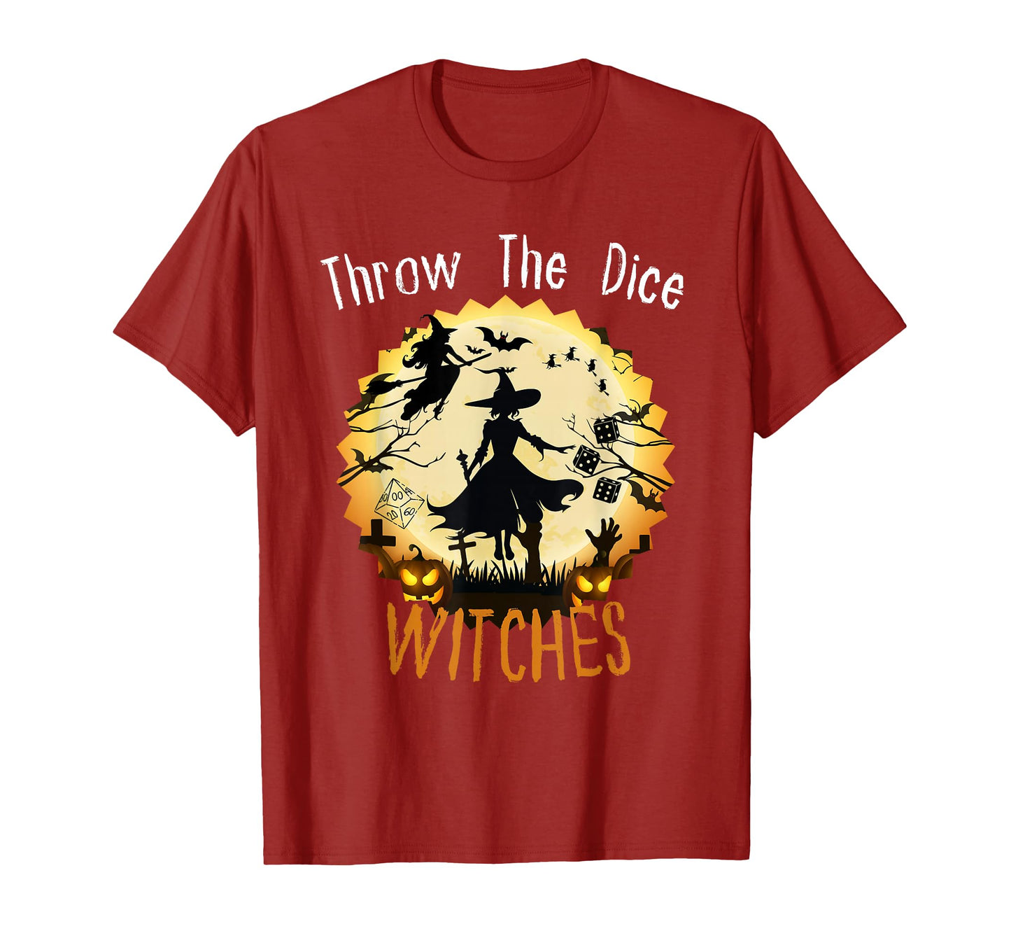 Throw The Dice Witches Bunco Game Halloween Party Apparel T-Shirt