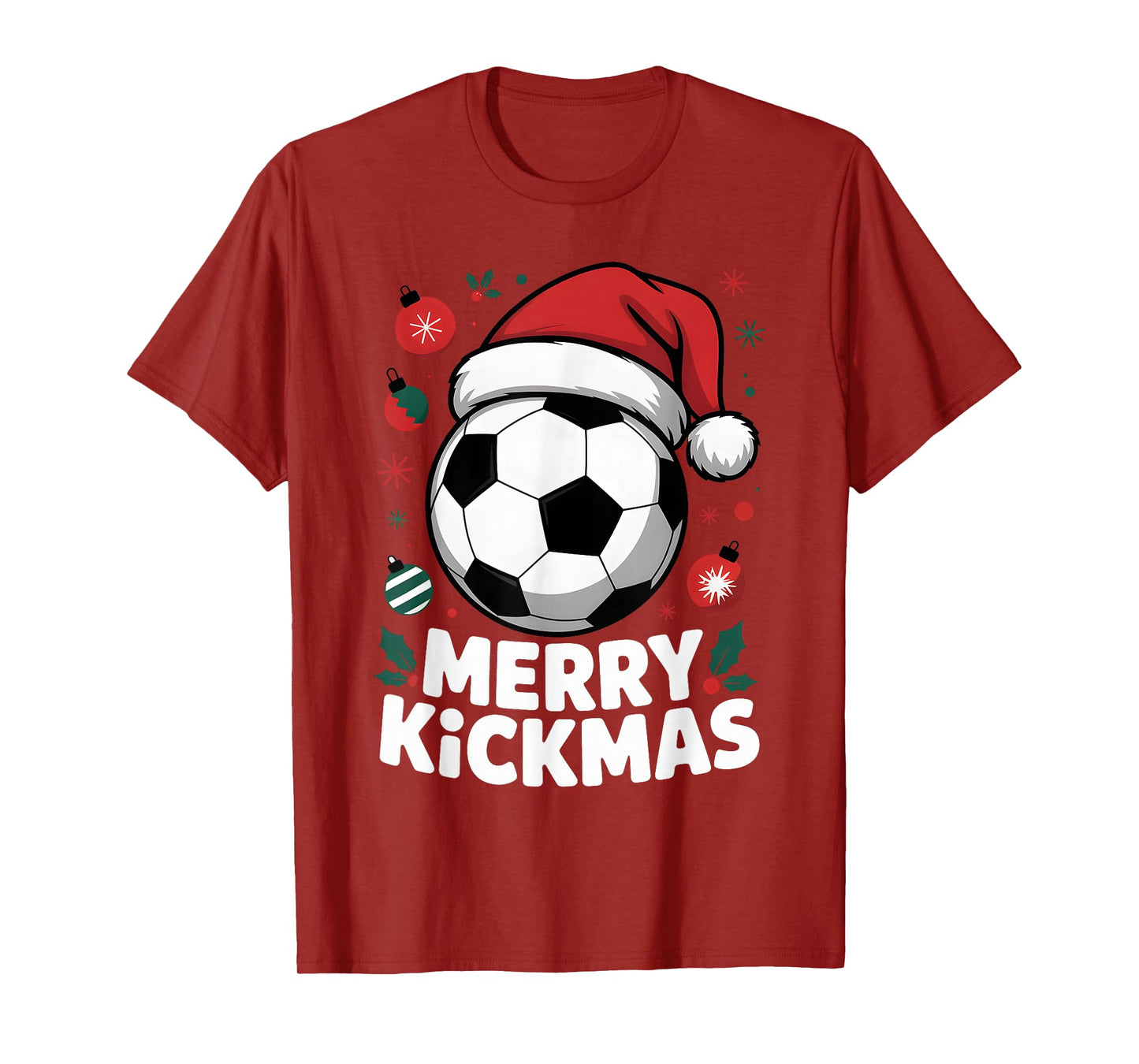 Merry Kickmas Christmas Santa Soccer Ball Graphic Kids Boys T-Shirt