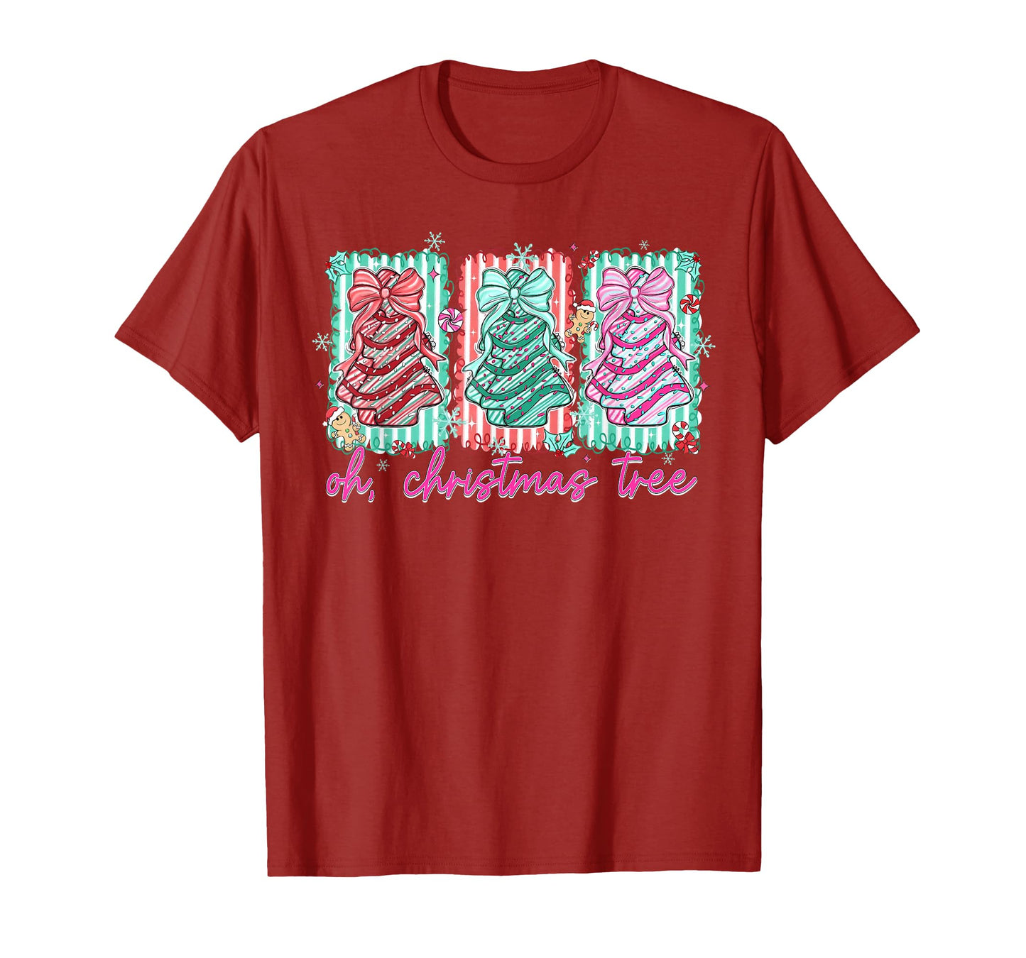 Oh Christmas Tree Xmas Coquette Bow Family Holiday Pajamas T-Shirt