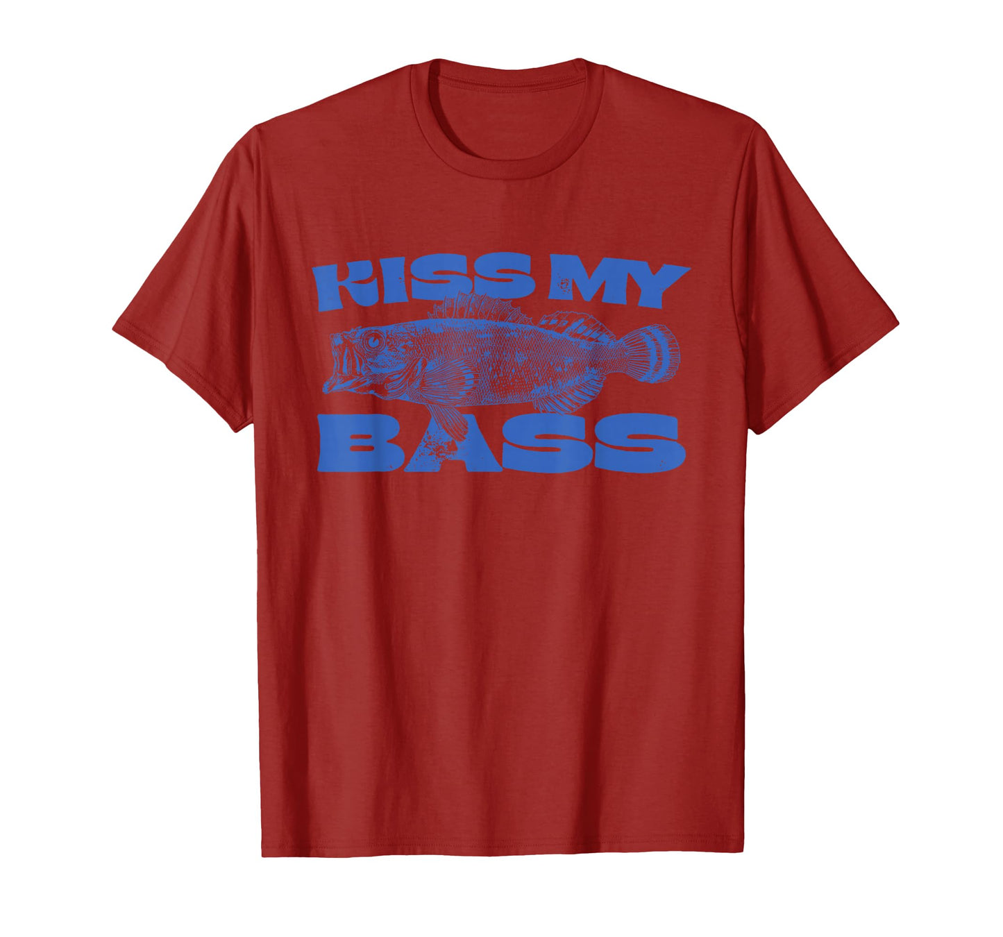 Funny Kiss My-Bass Fishing Lover Bass Fisher Womens Mens T-Shirt