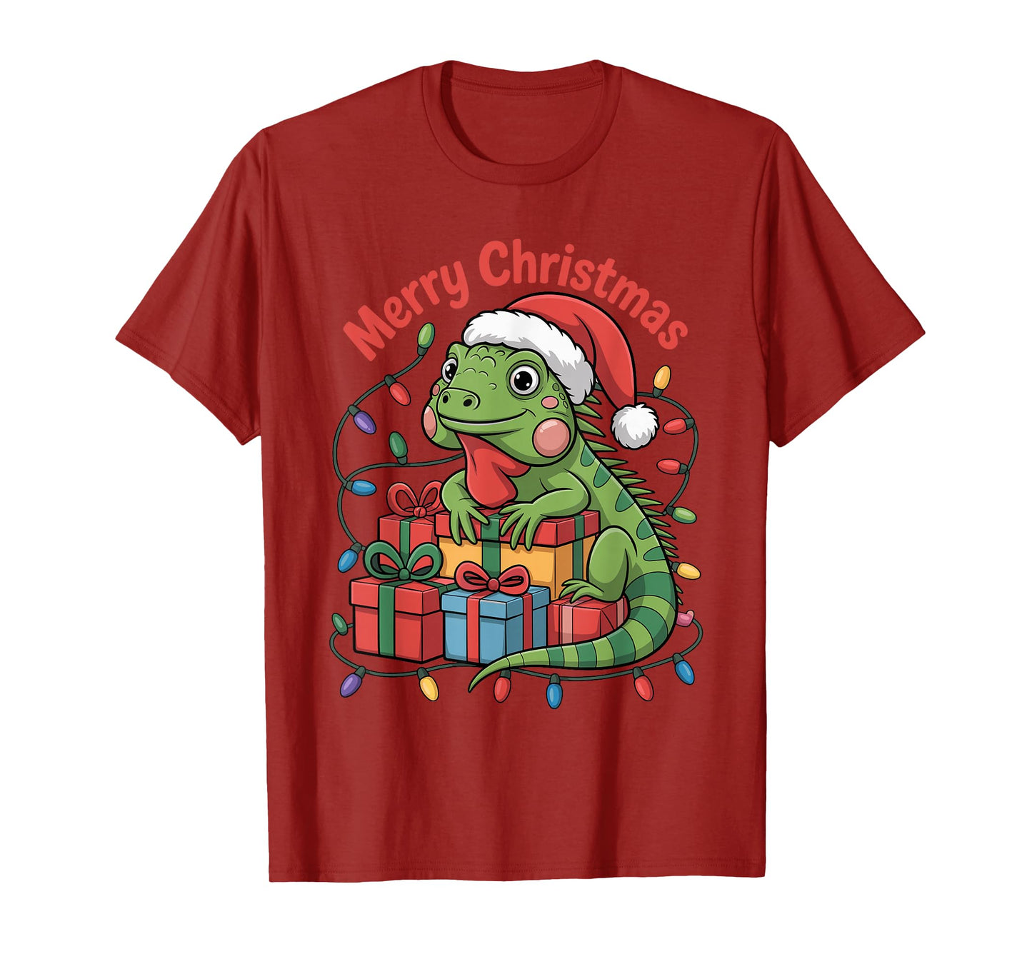 Iguana Santa Hat Christmas Design Funny Animal Lover Holiday T-Shirt