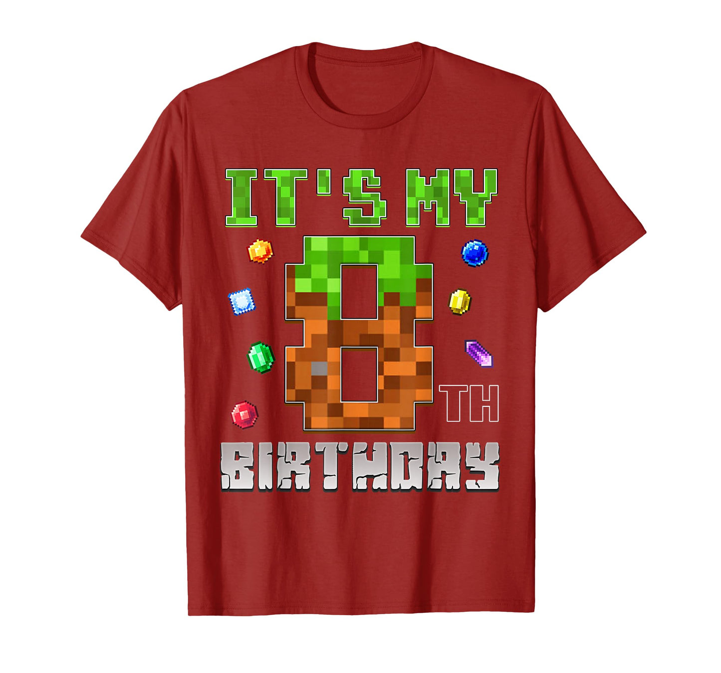 Birthday Boy Shirt It's My 8th Birthday Video Game Pixel T-Shirt