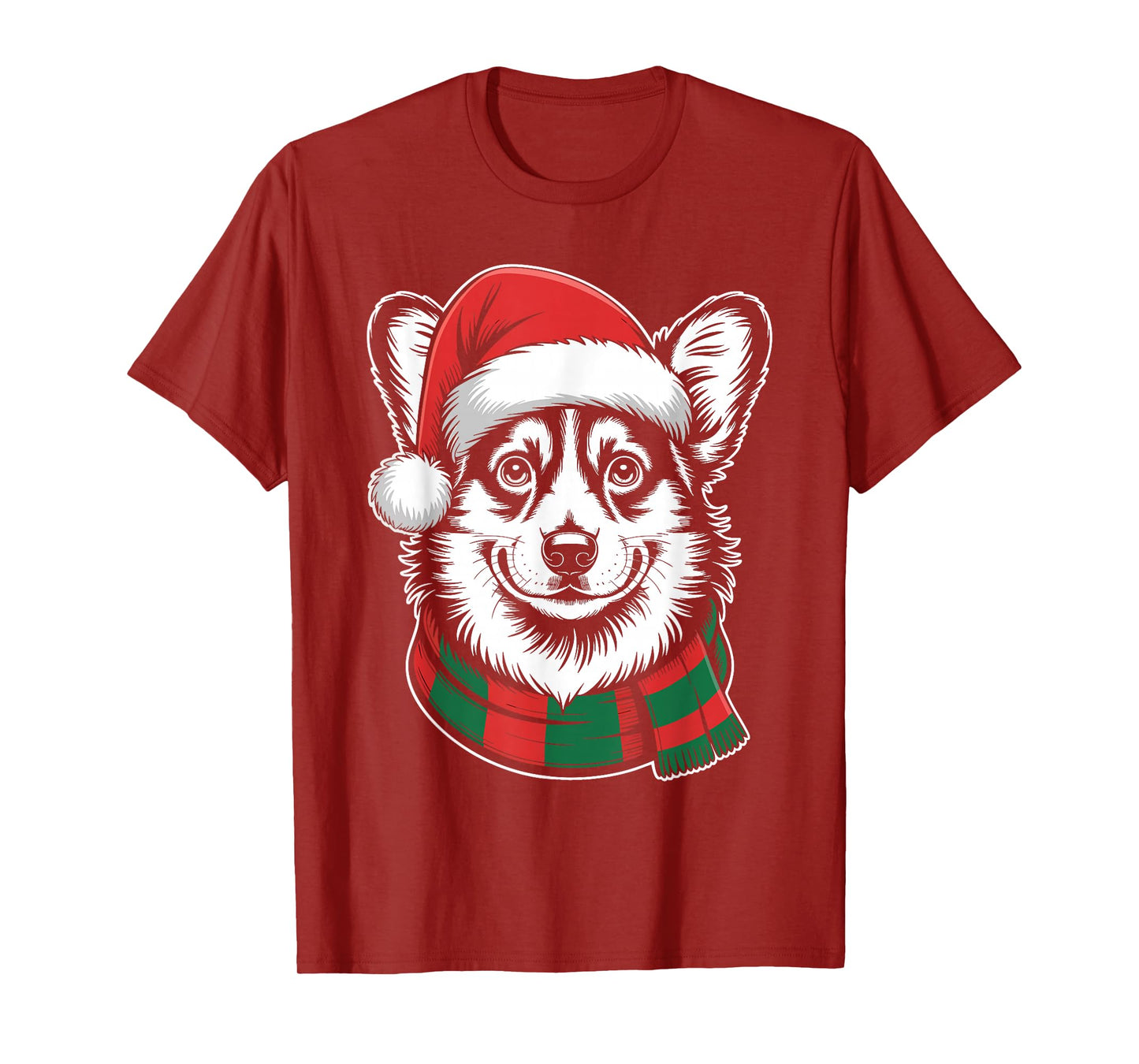 Welsh Corgi Xmas Santa Hat Scarf Christmas Costume T-Shirt