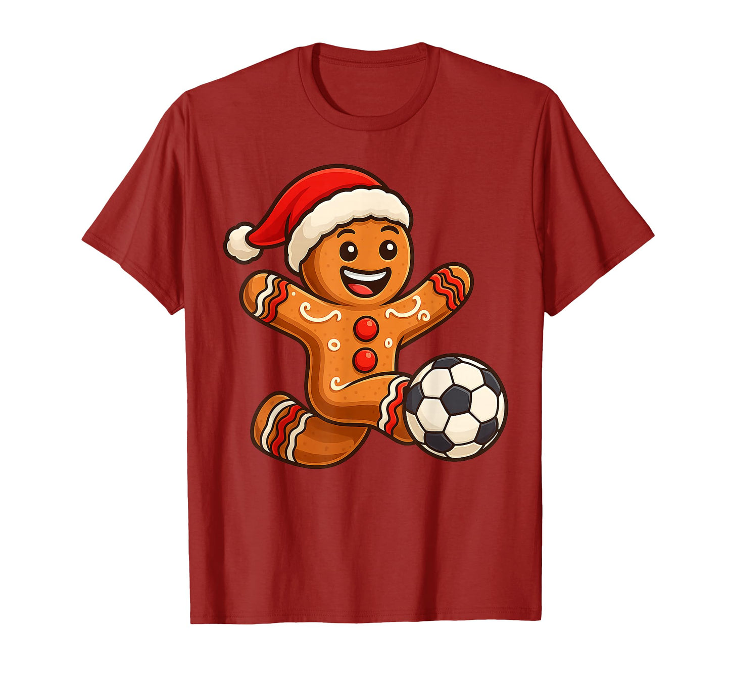 Gingerbread Man Christmas Soccer Tees Men Women Kids T-Shirt