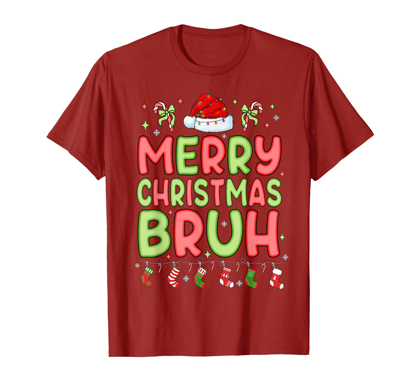 Merry Christmas Bruh Funny Matching Family Men Women Kids T-Shirt